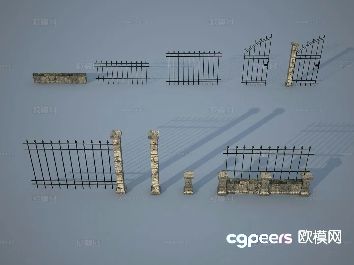 Industrial wind iron fence fence wall 3d model