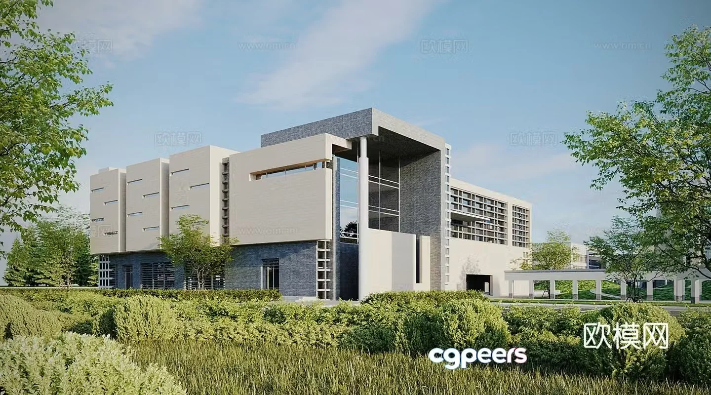 Modern office building architecture 3d model
