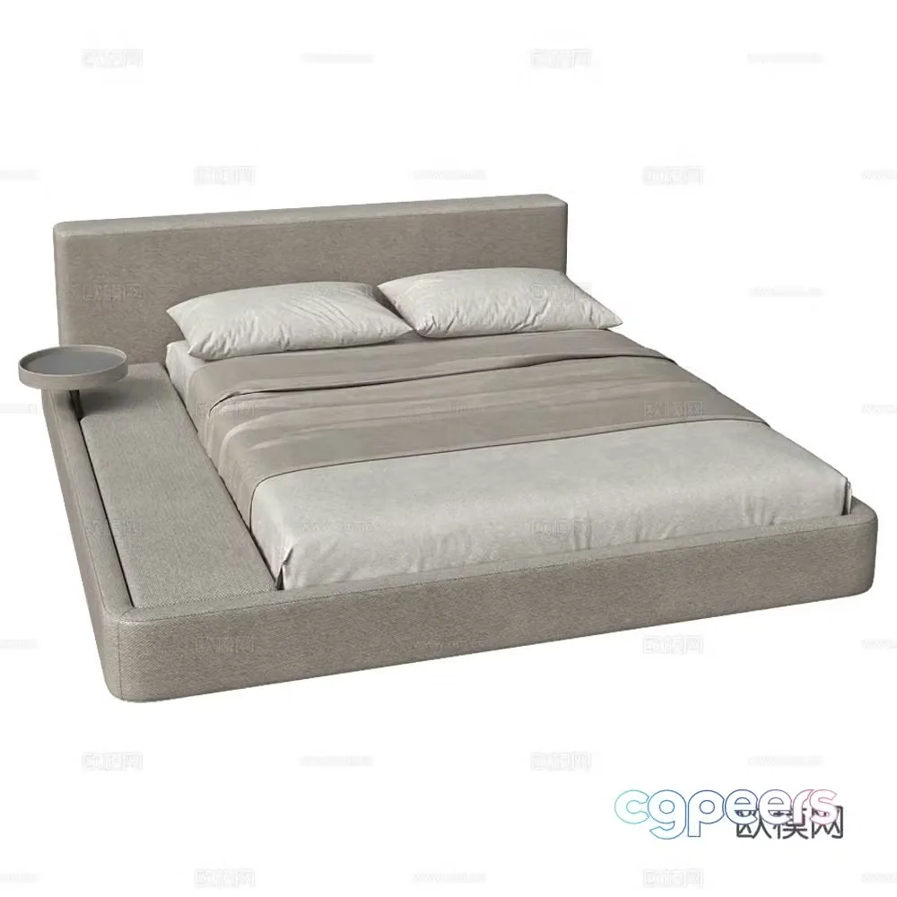 WOO Modern minimalist double bed Fabric double bed Wasabi style double bed Simple double bed 3D model