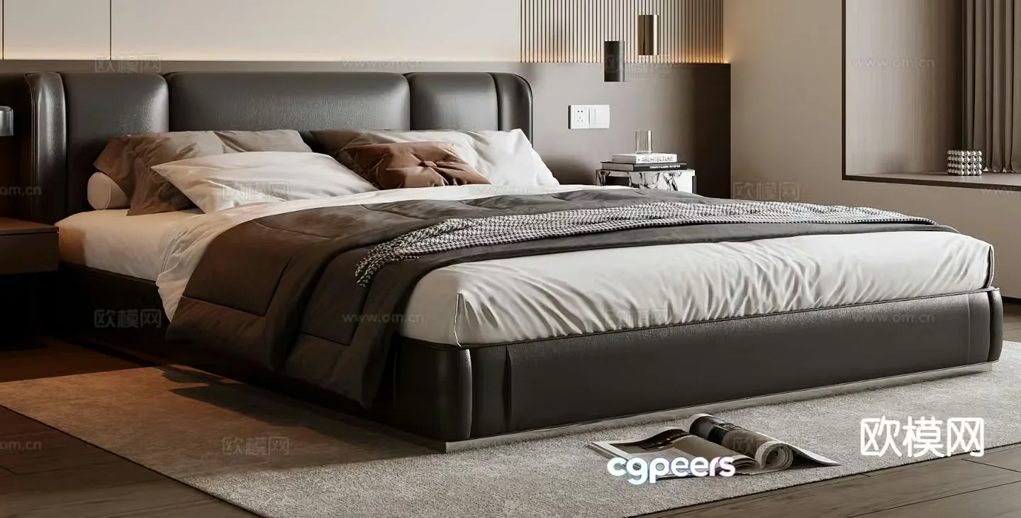Modern double bed 3d model