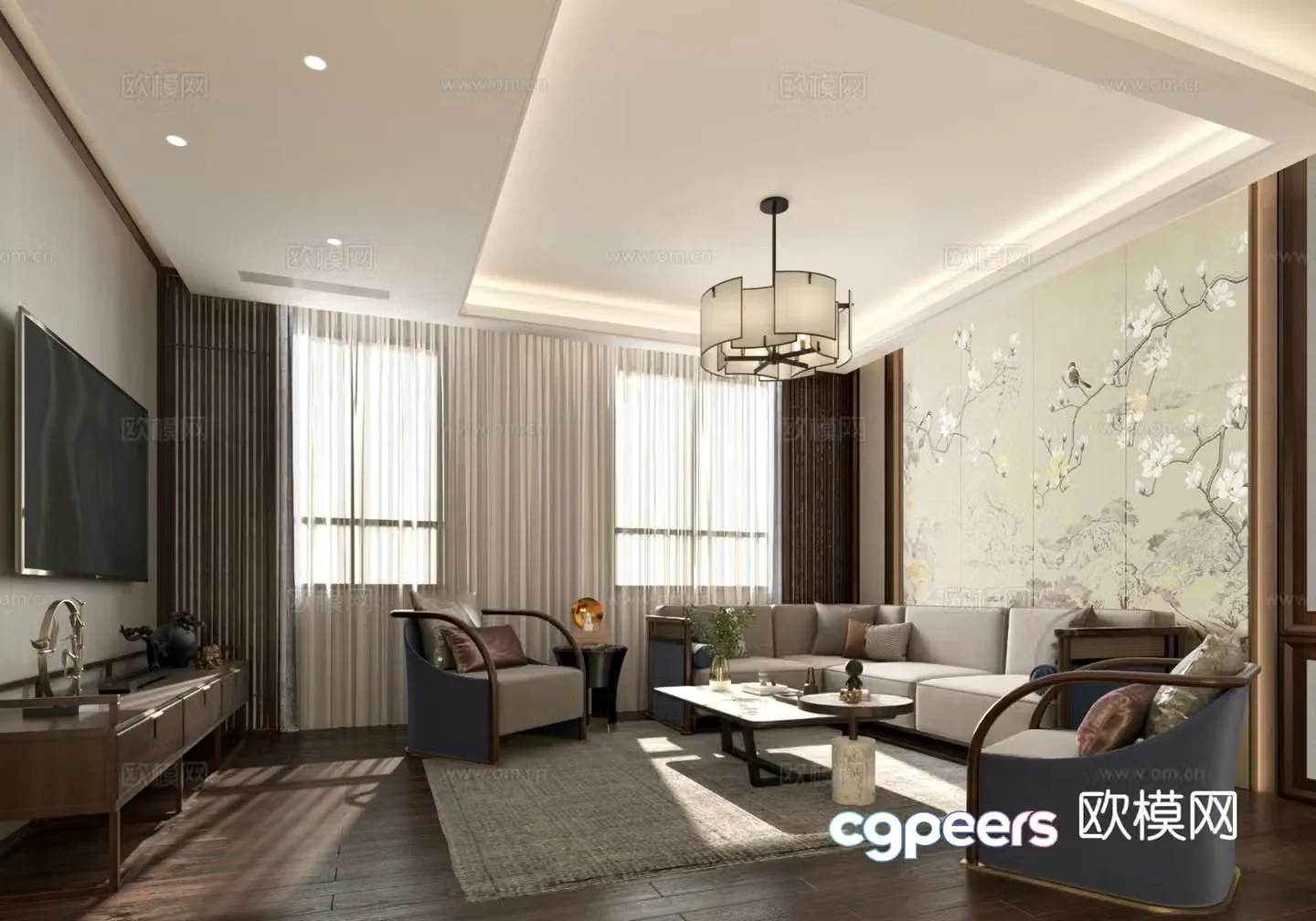 New Chinese style living room 3d model