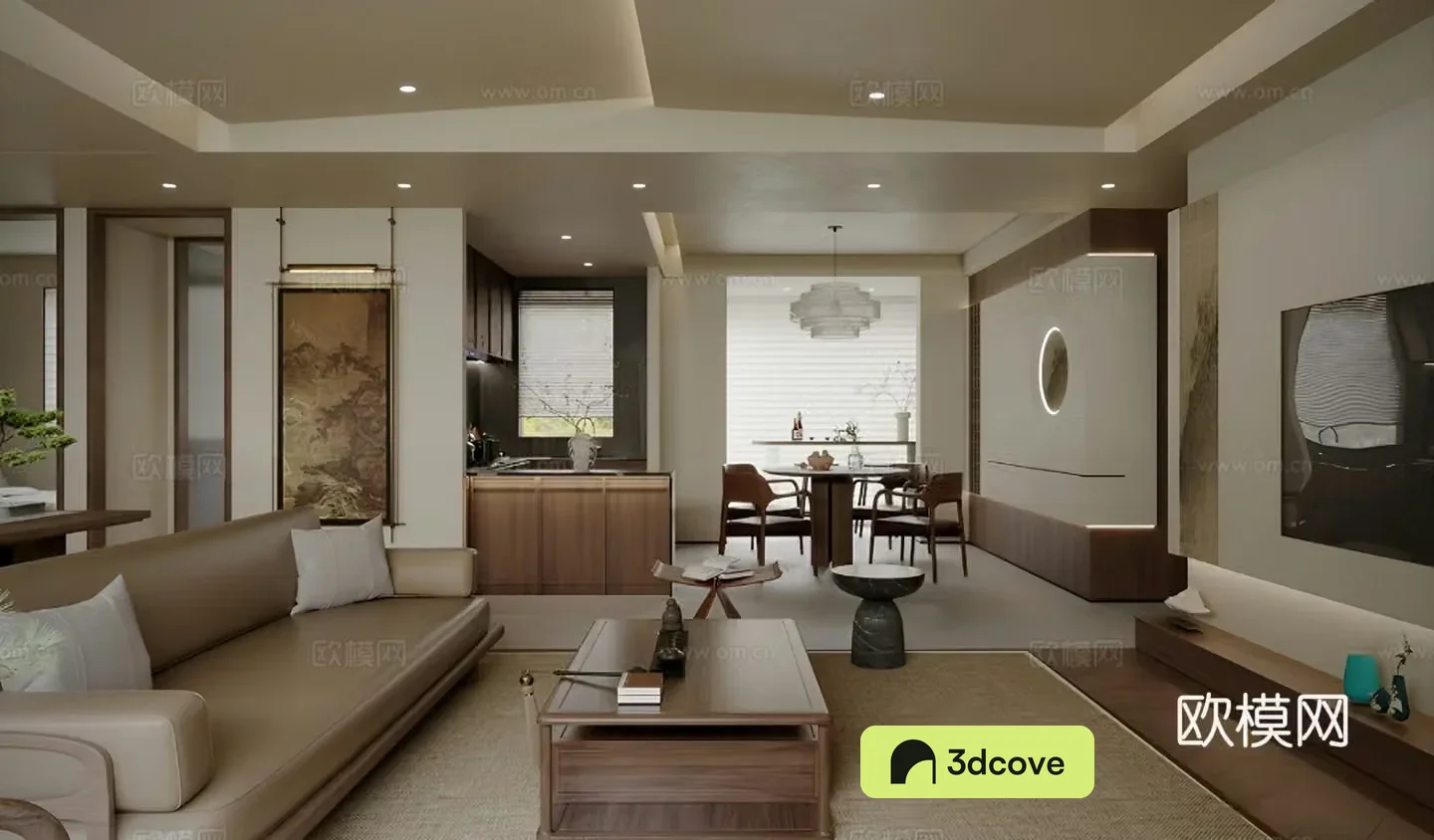 New Chinese style living and dining room