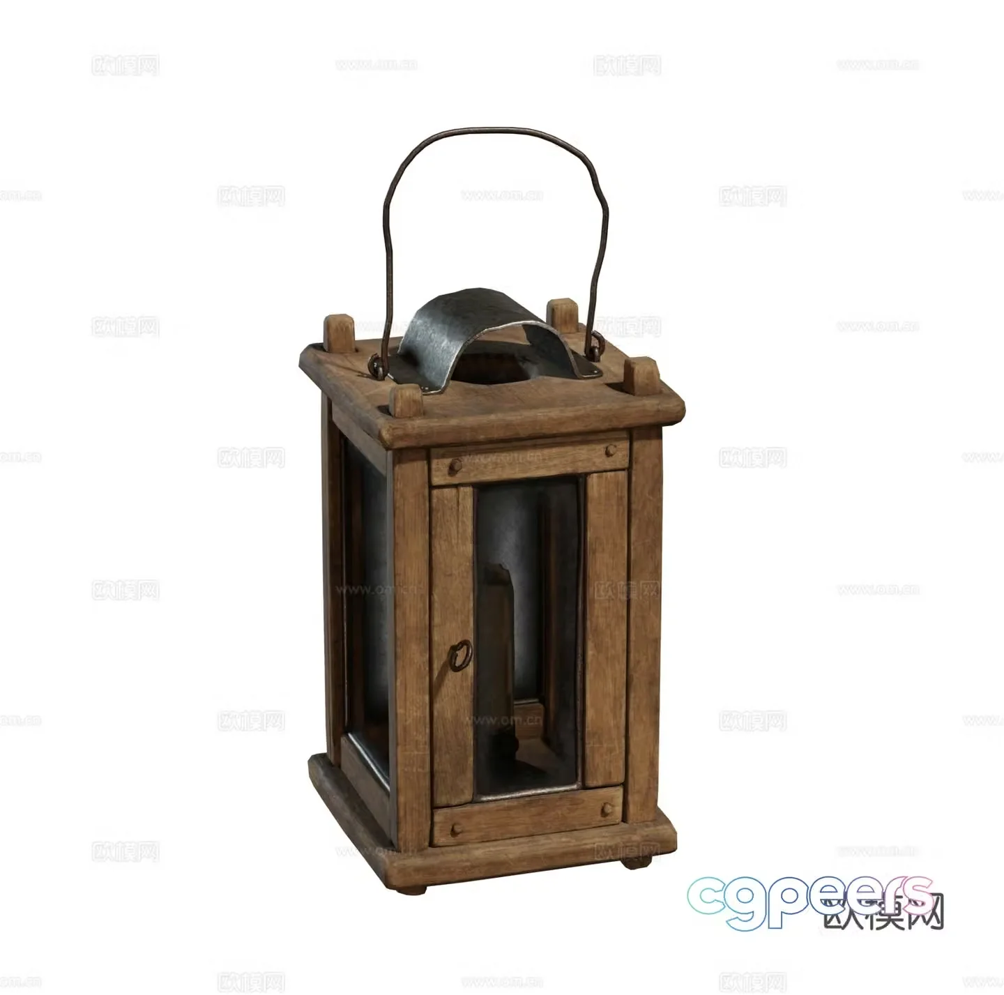 American European French retro hand lantern teak hand lantern desktop decoration ornament aura light set 3D model