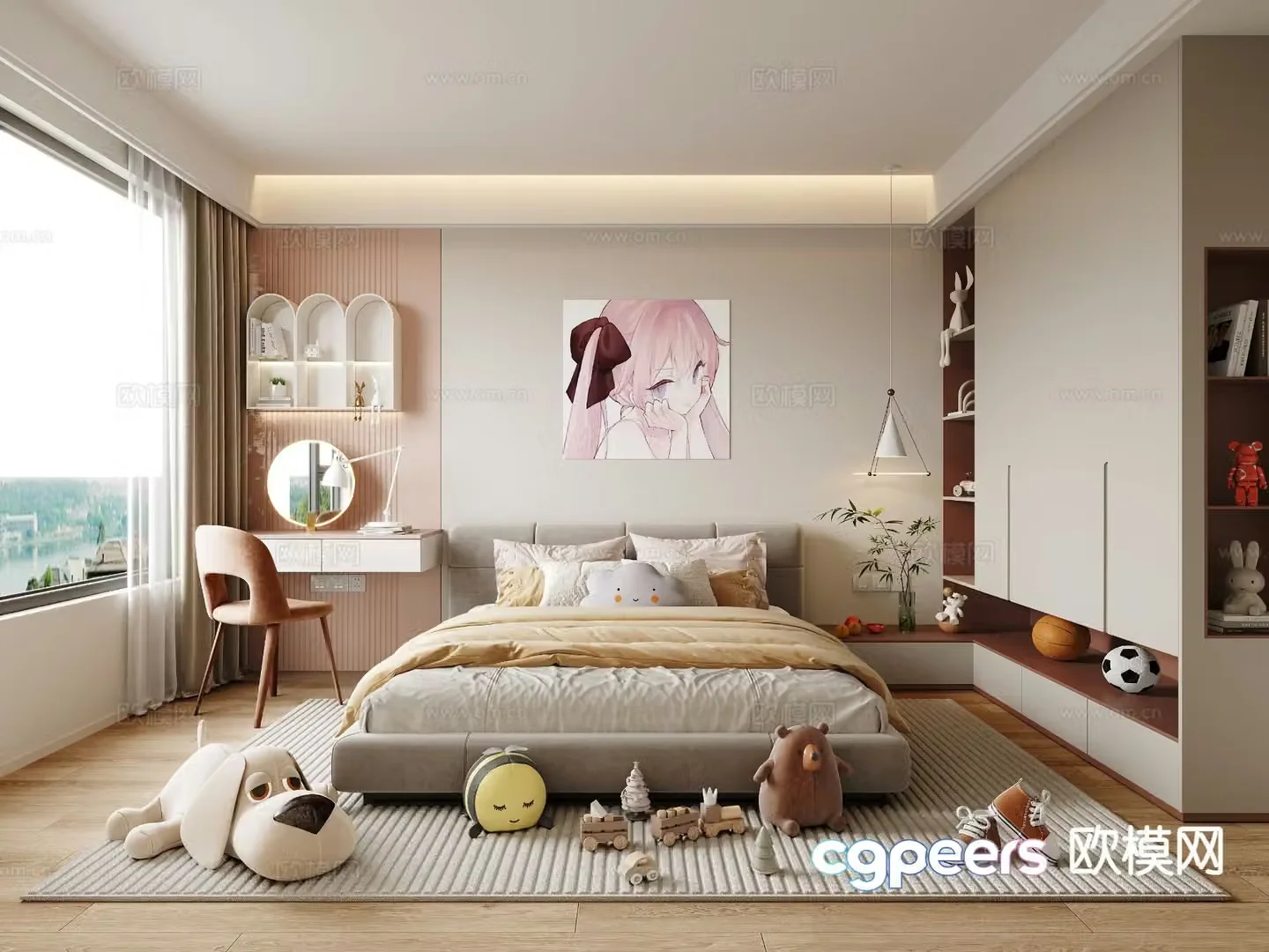 Cream style children’s room kid’s room girl’s room 3D model