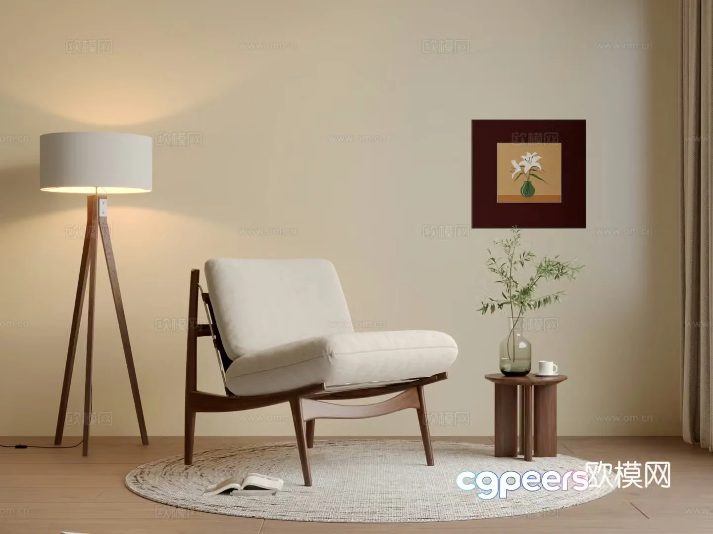 Medium style leisure chair 3d model