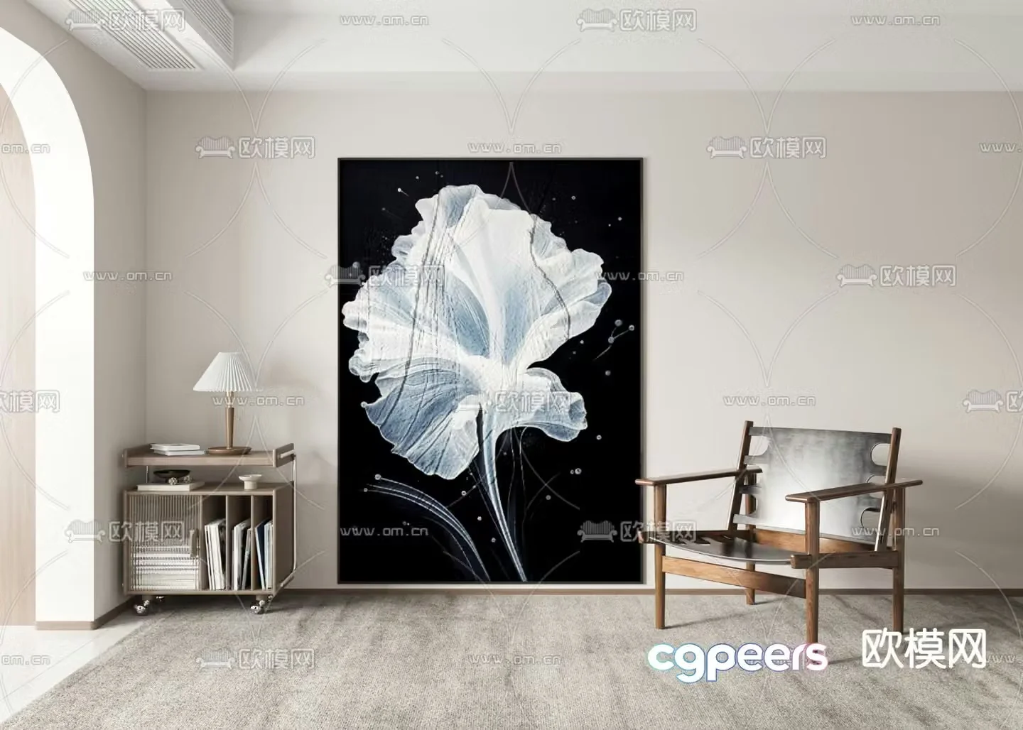 Black and white painting Art painting Decorative painting 3d model