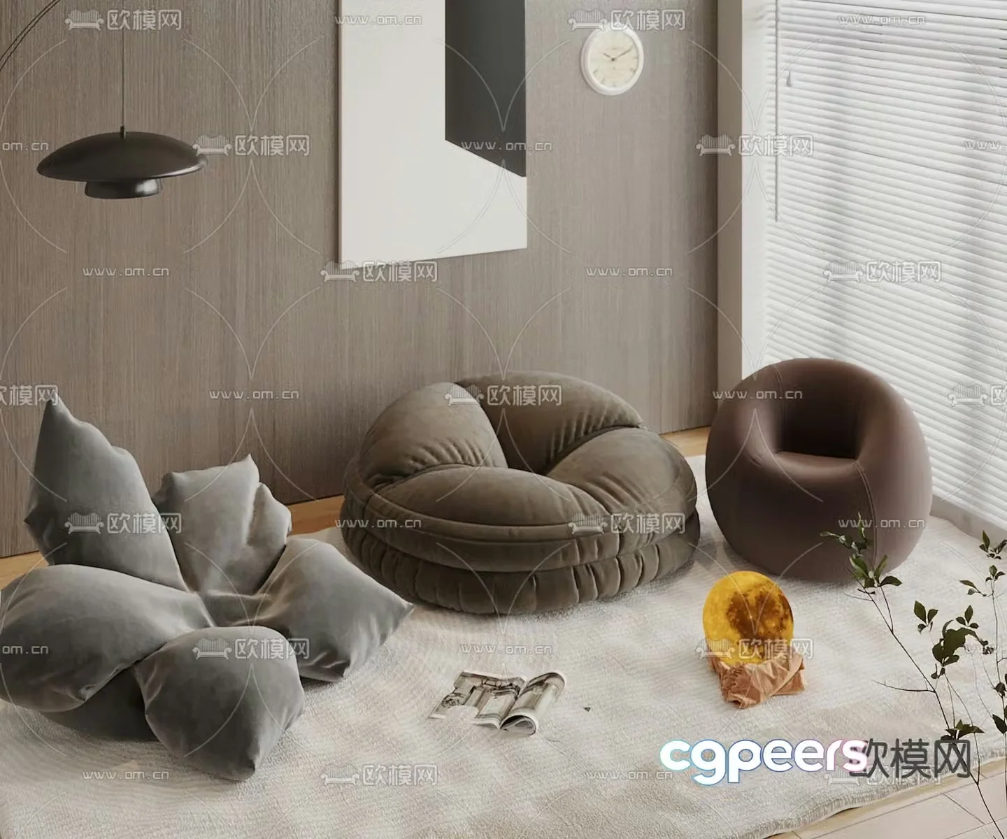 Beanbag Sofa Upholstered Sofa 3D Model