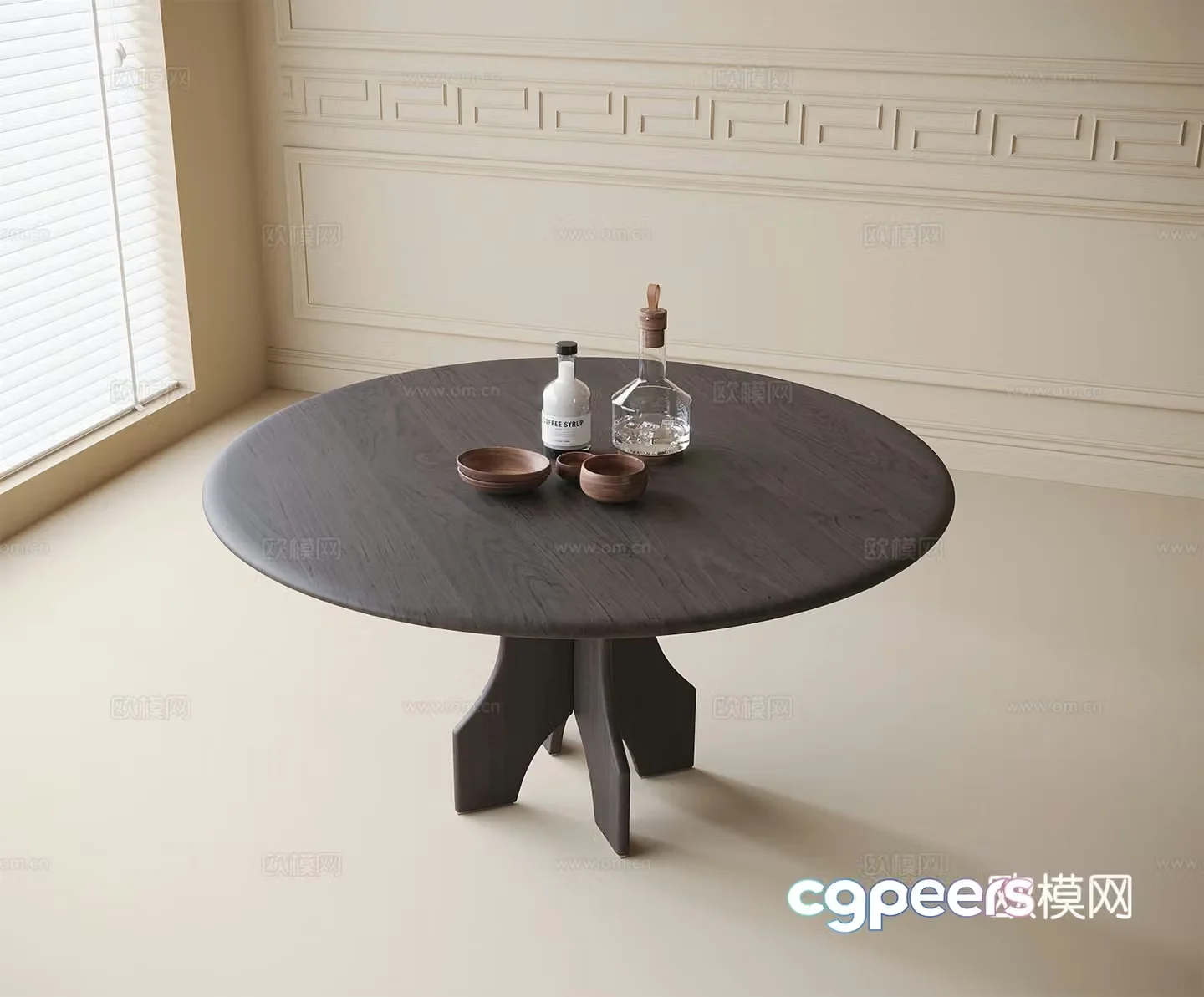 Medieval style round dining table 3D model