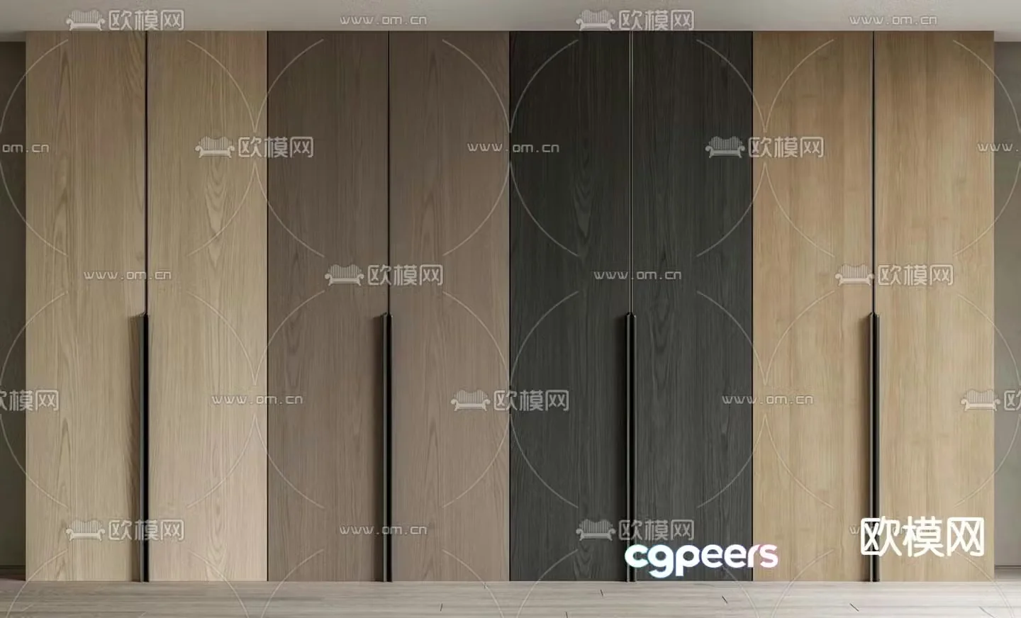 Wood veneer wardrobe wardrobe 3d model