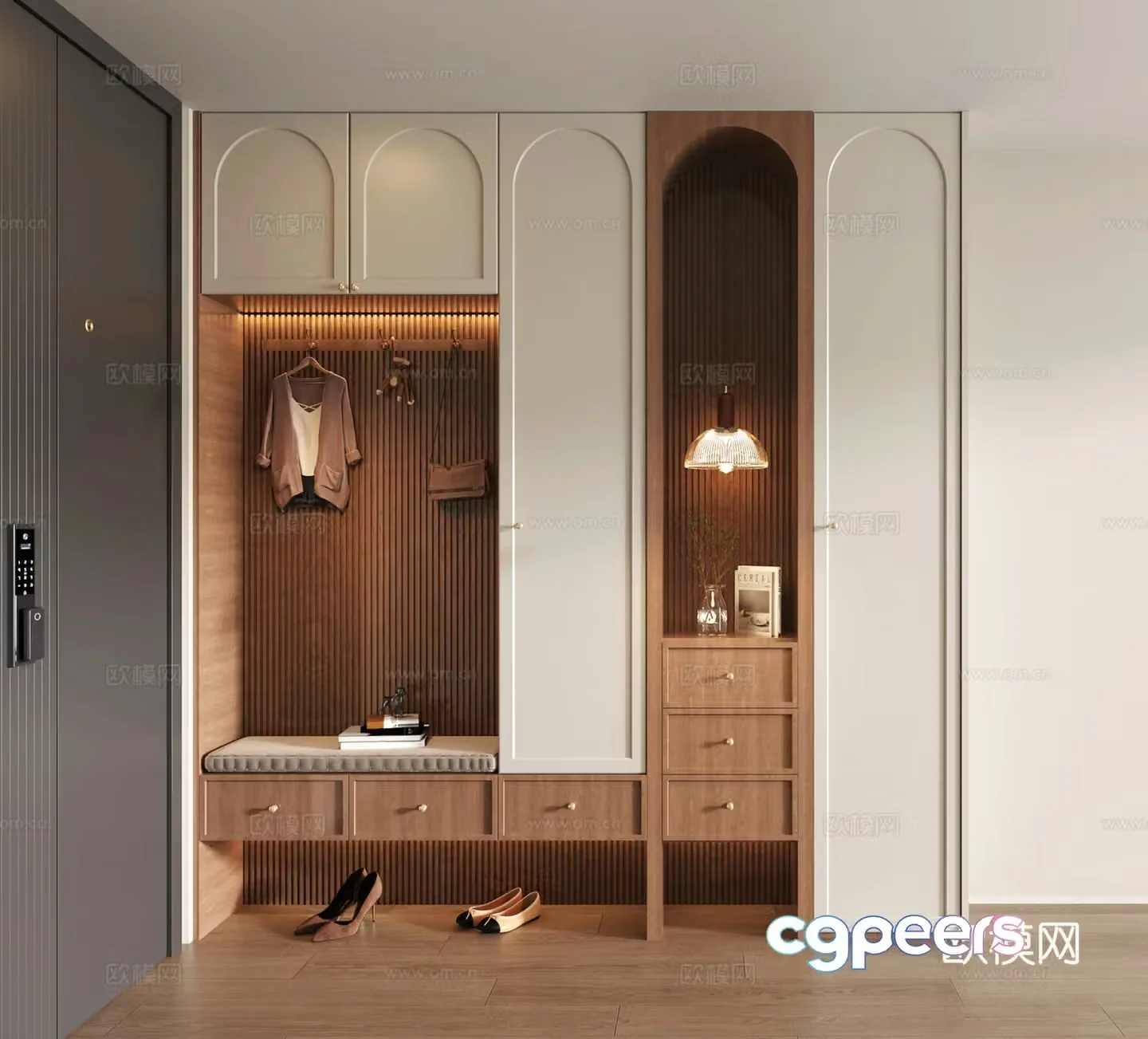 French medieval style porch shoe cabinet entrance shoe cabinet decorative shoe cabinet 3D model