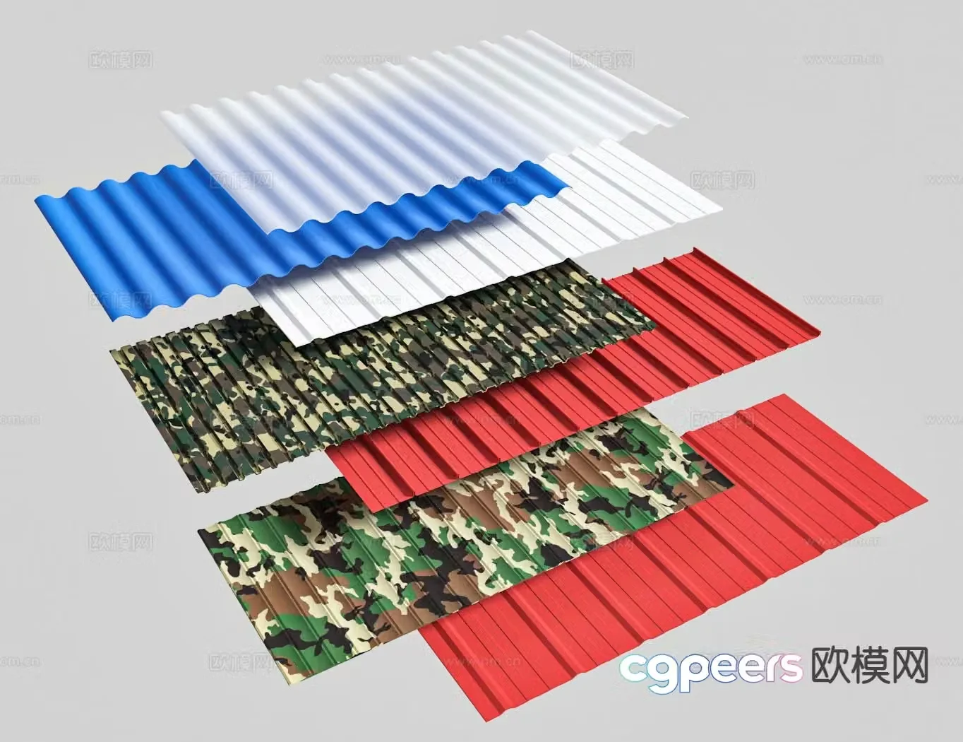 Color steel tile iron tile iron tile 3D model
