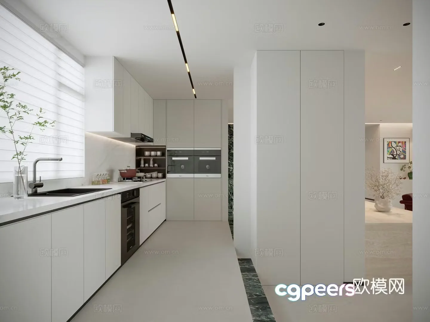 Modern minimalist kitchen 3d model