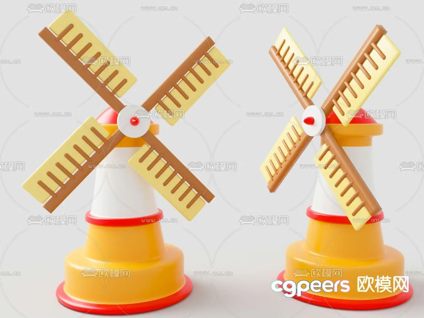 Q version windmill cartoon toy 3d model