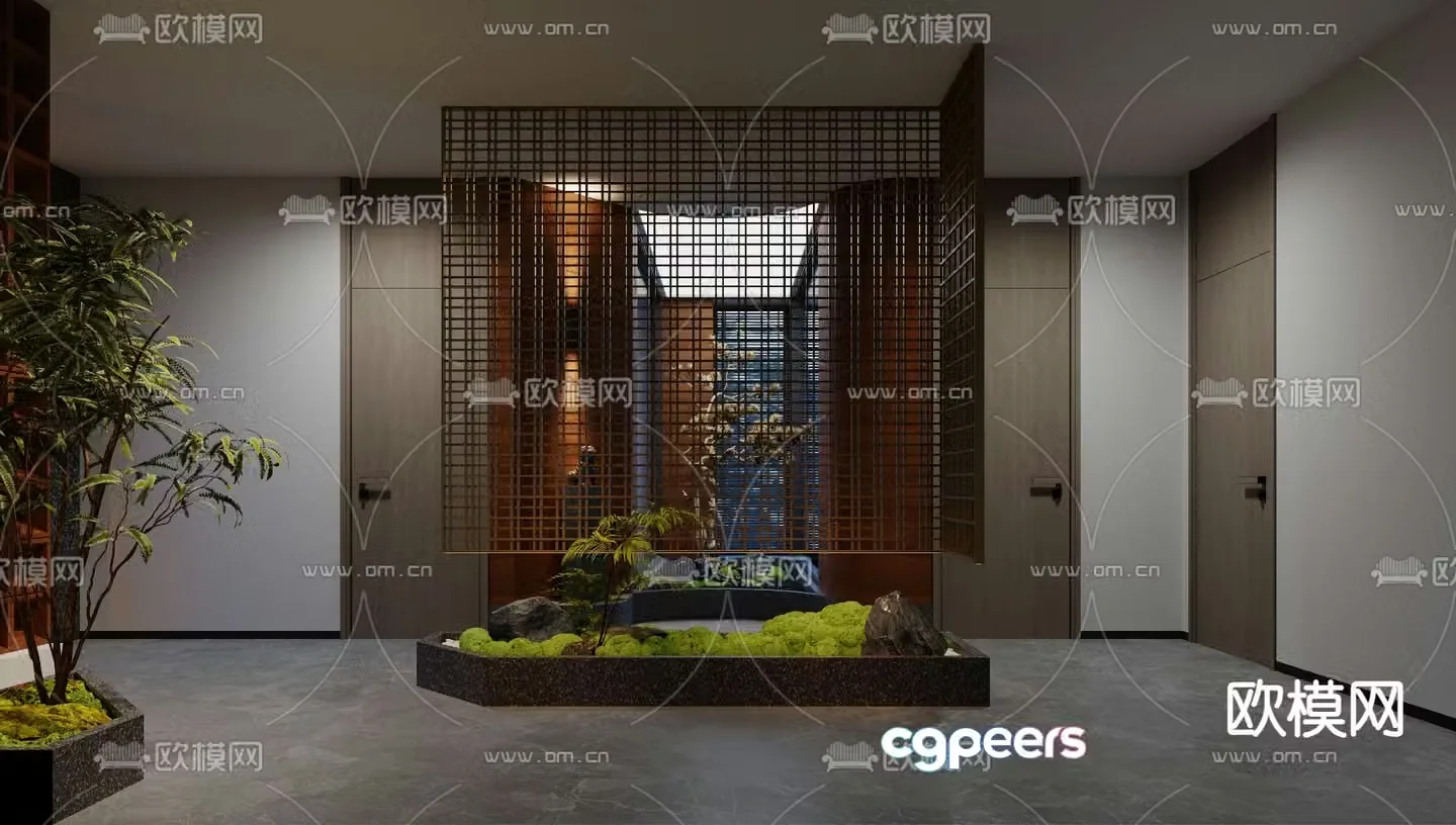 Landscape sketches moss landscaping dry landscape 3D model