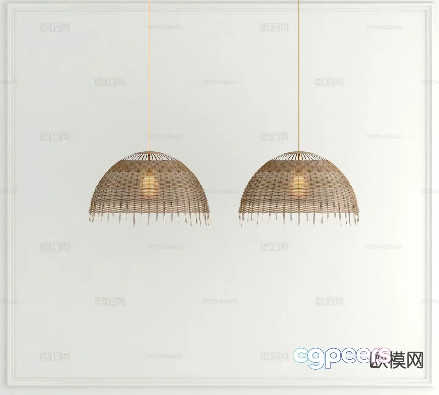 Wabi-sabi chandelier bamboo chandelier 3d model
