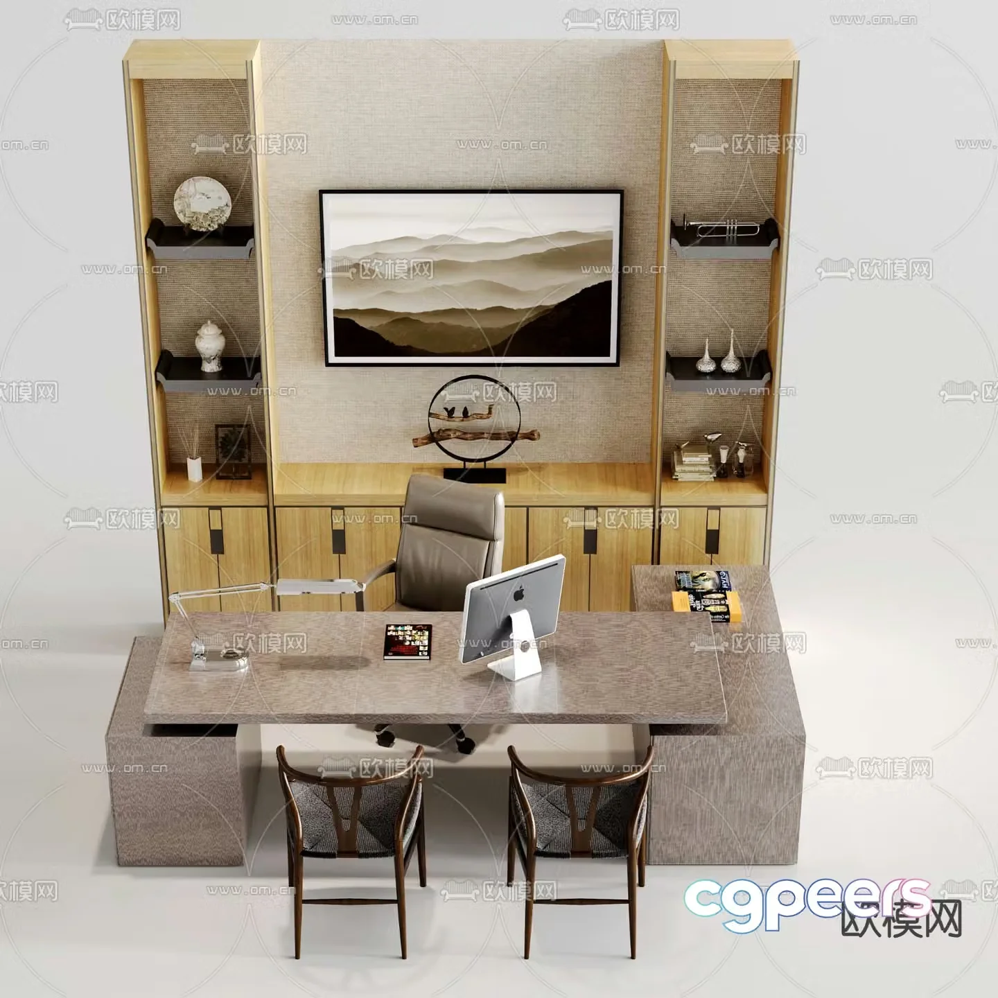 New Chinese style desk executive desk 3D model
