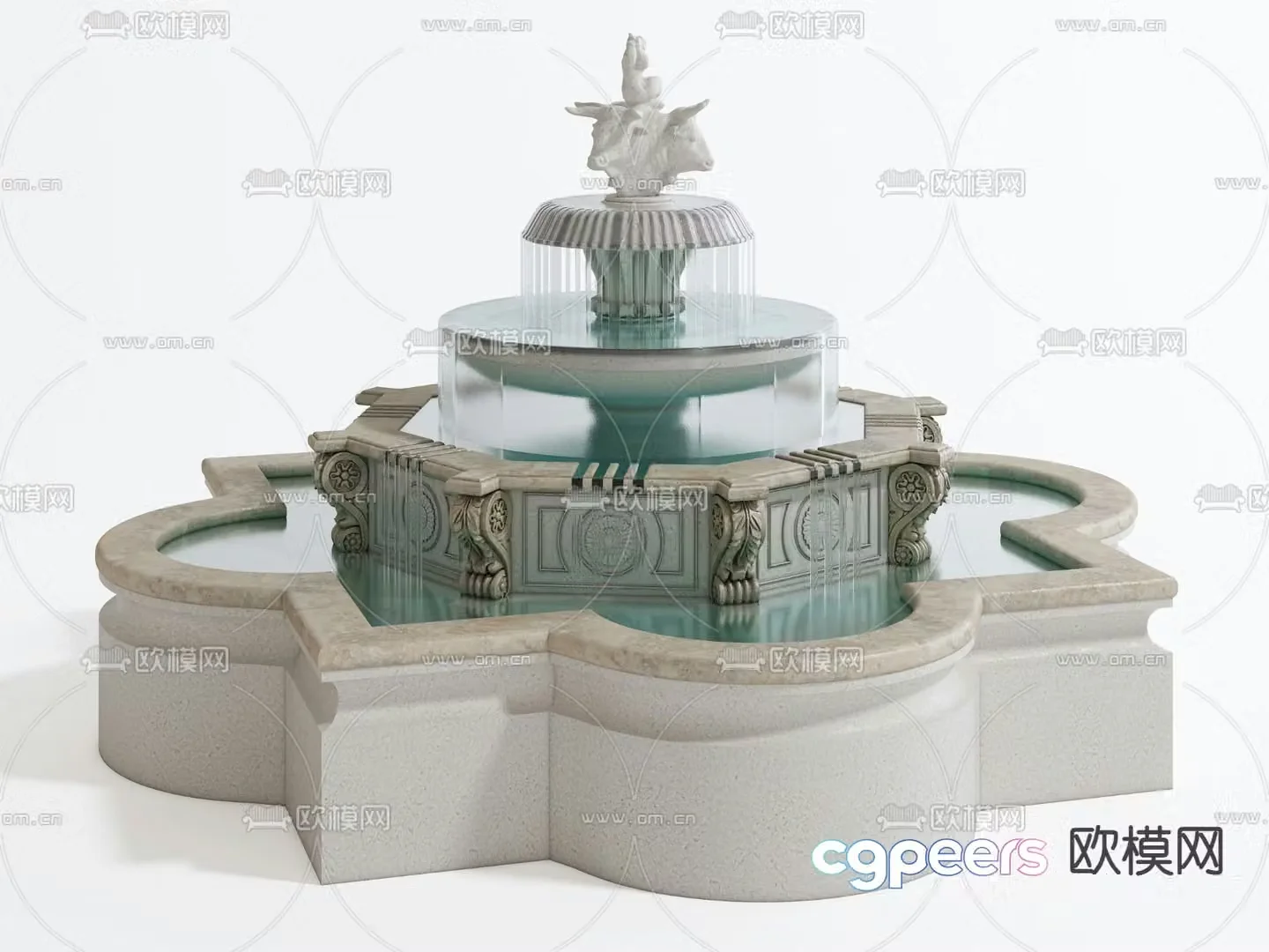 European fountain pool 3d model