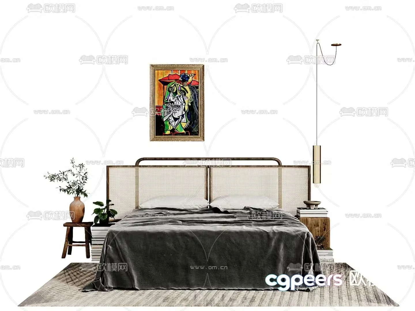 Medieval style double bed 3d model
