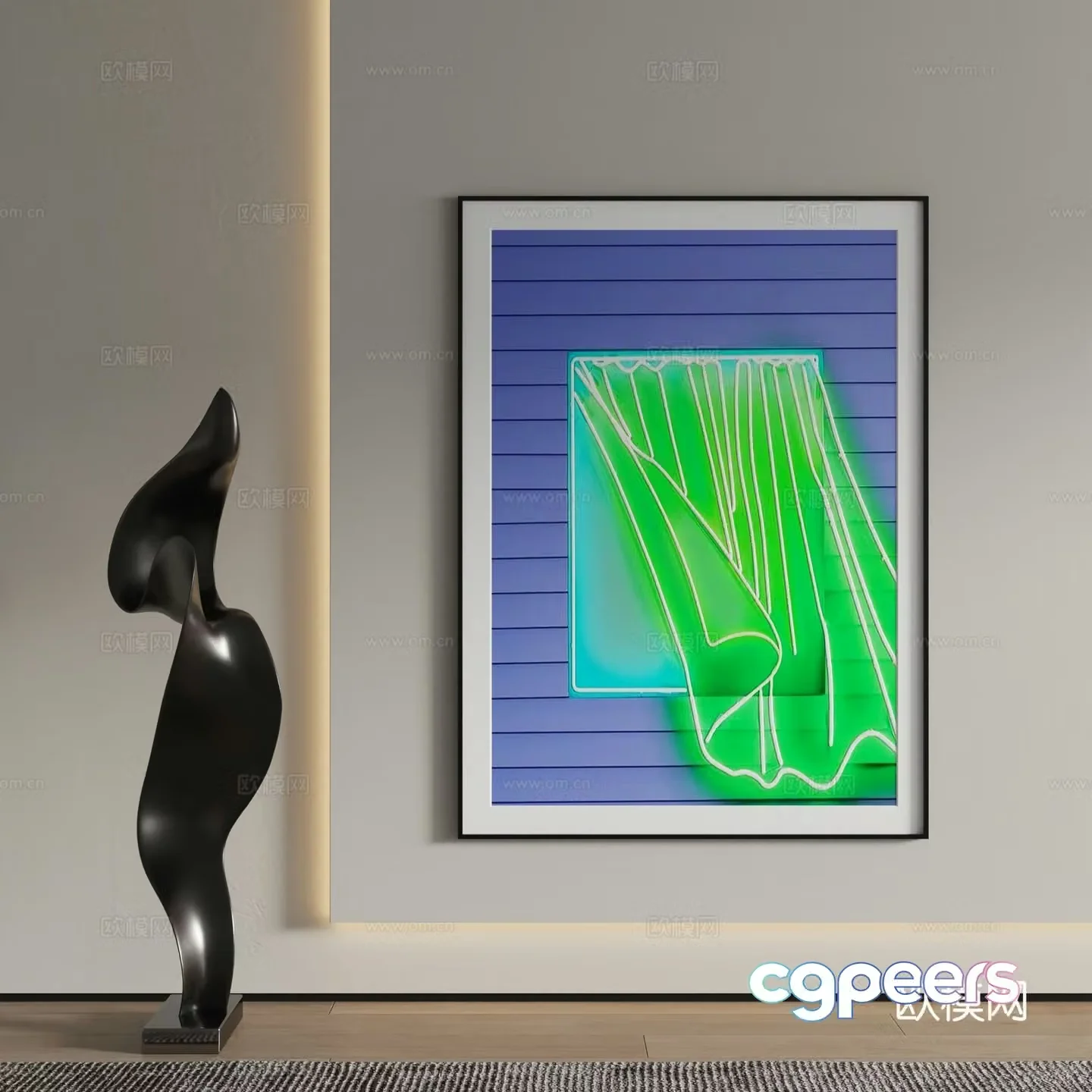 Modern decorative painting abstract painting art painting hanging painting 3D model