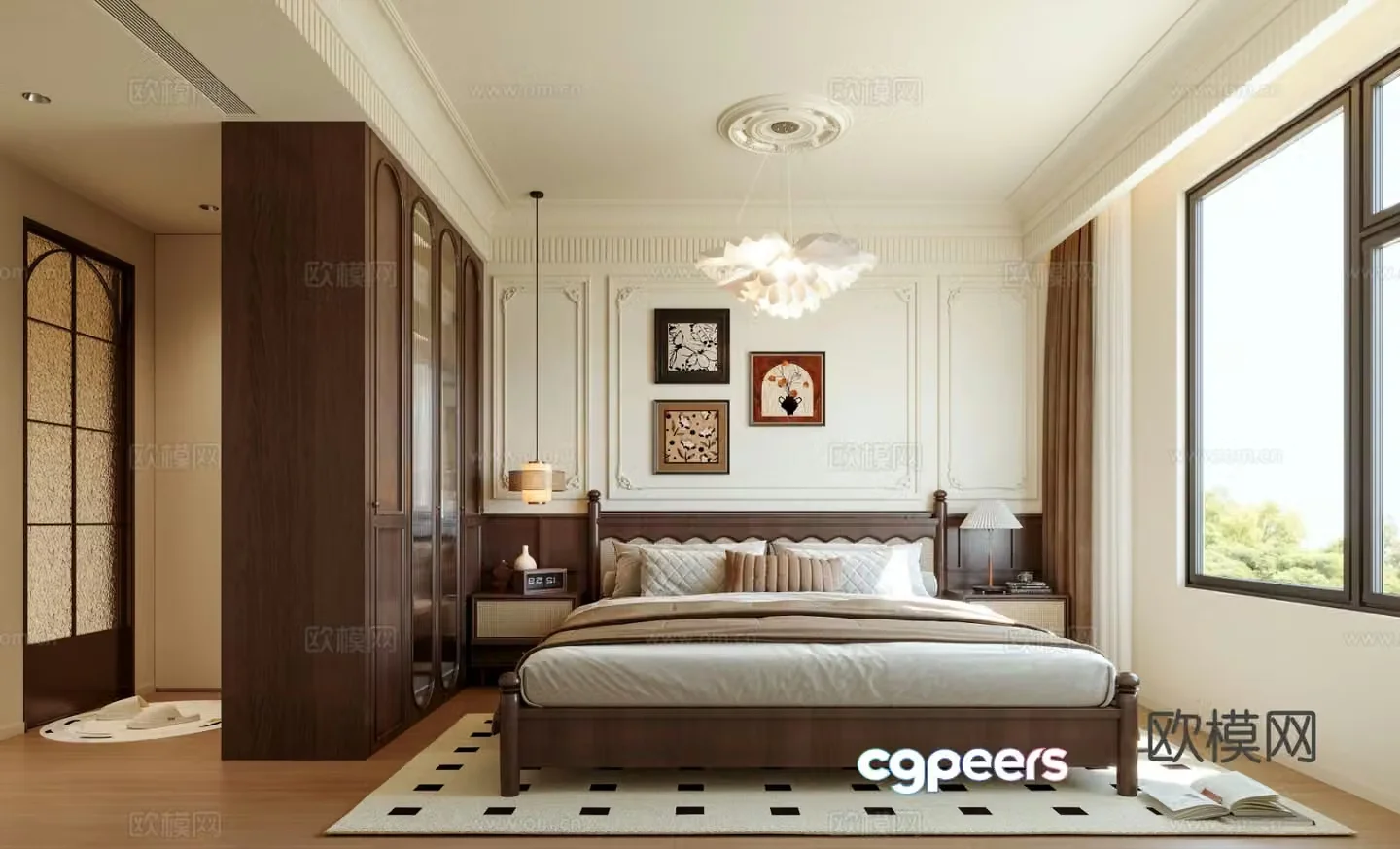 American retro bedroom 3d model