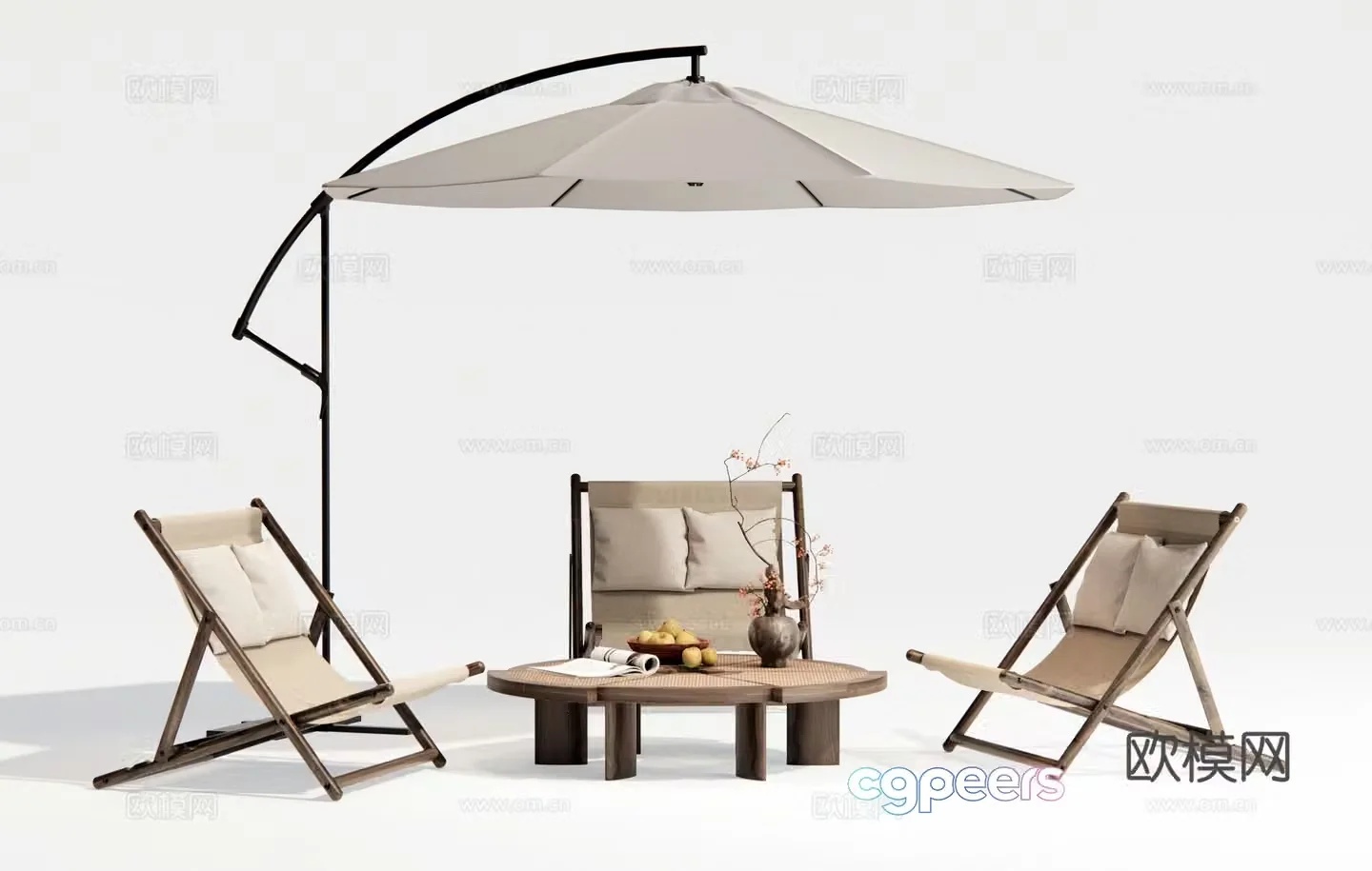 Modern outdoor table and chairs reclining chairs outdoor chairs folding chairs 3d model