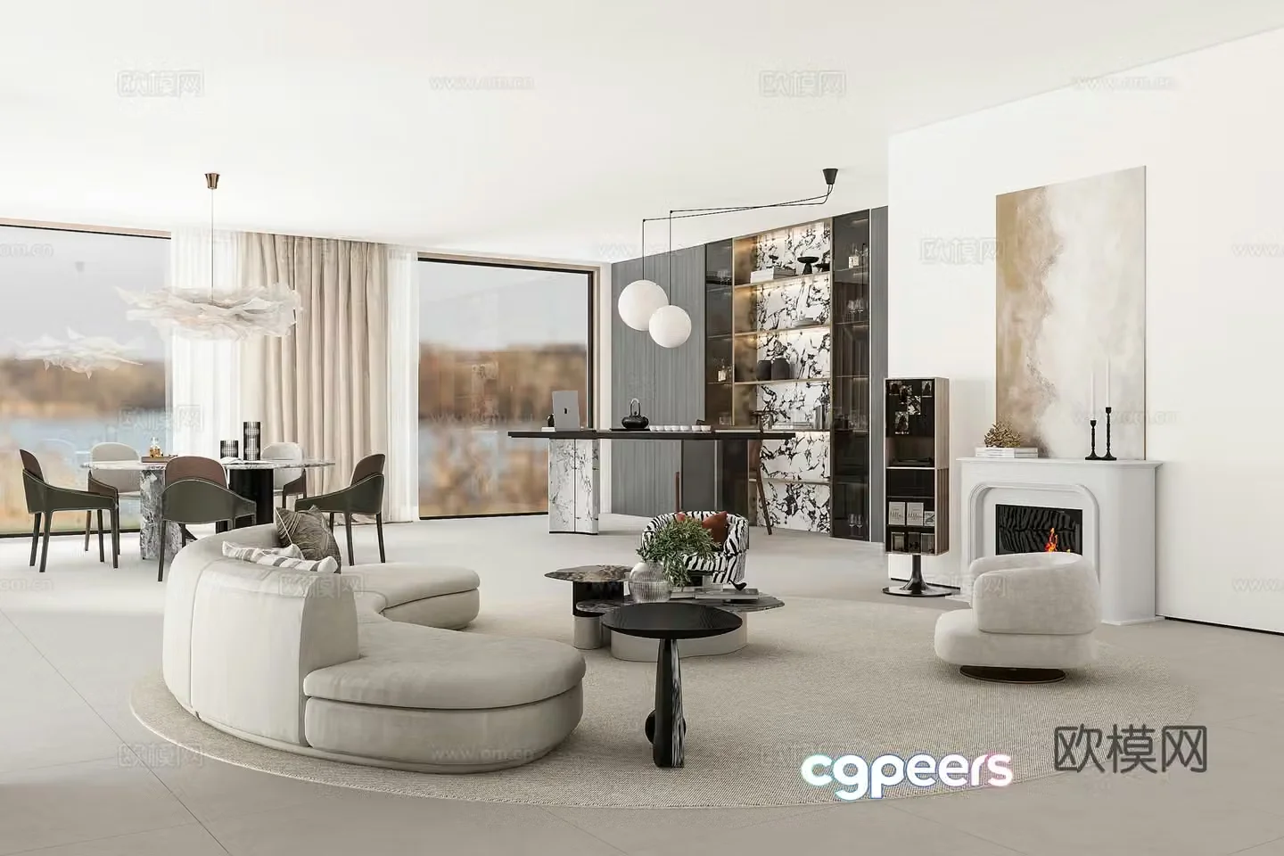 Modern living room 3d model