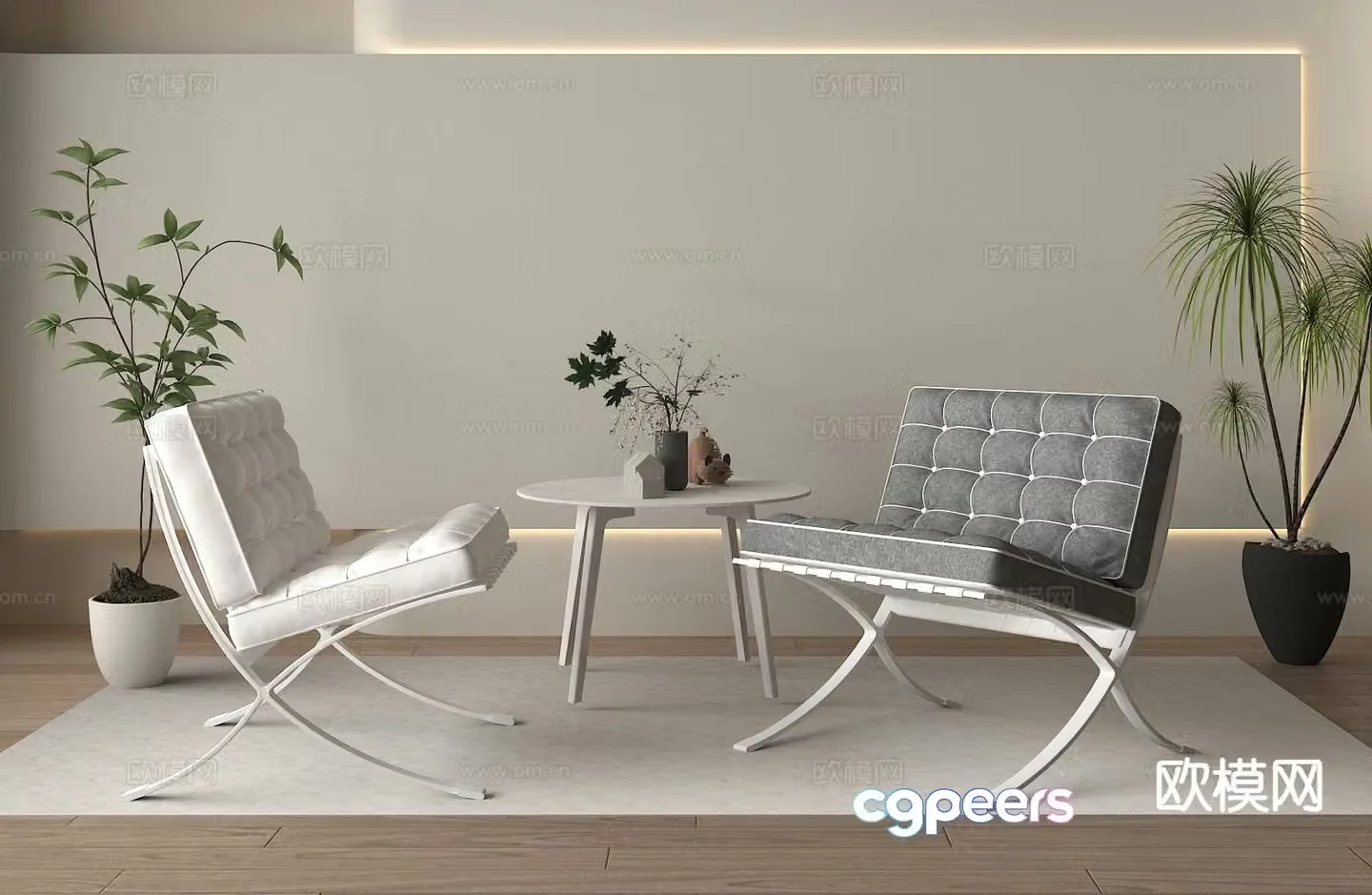Modern chair leisure chair table 3d model