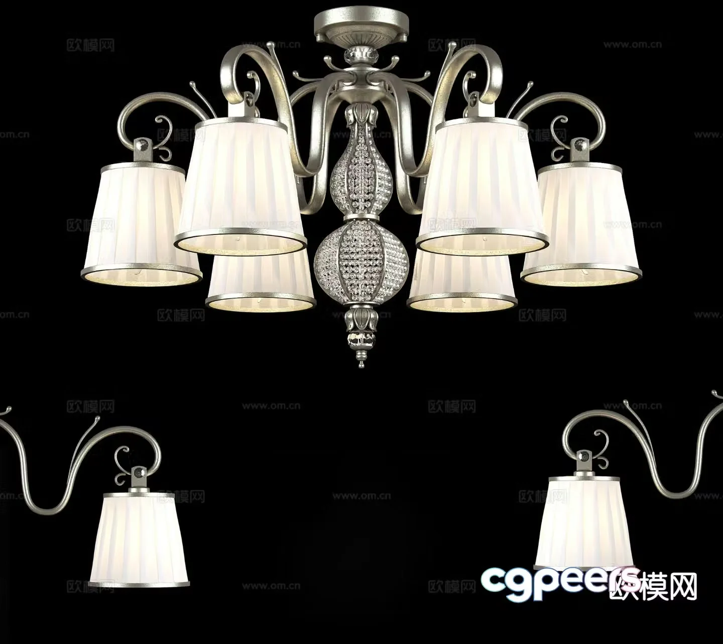 European style chandelier multi-head chandelier 3d model