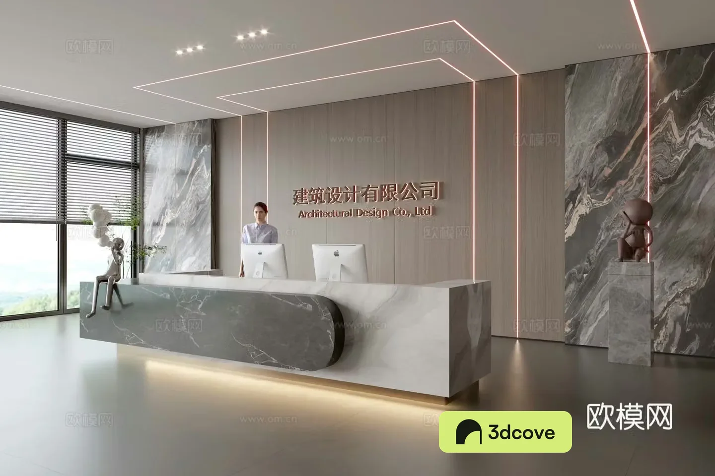 Modern company front desk reception area bar reception desk service desk company front desk background