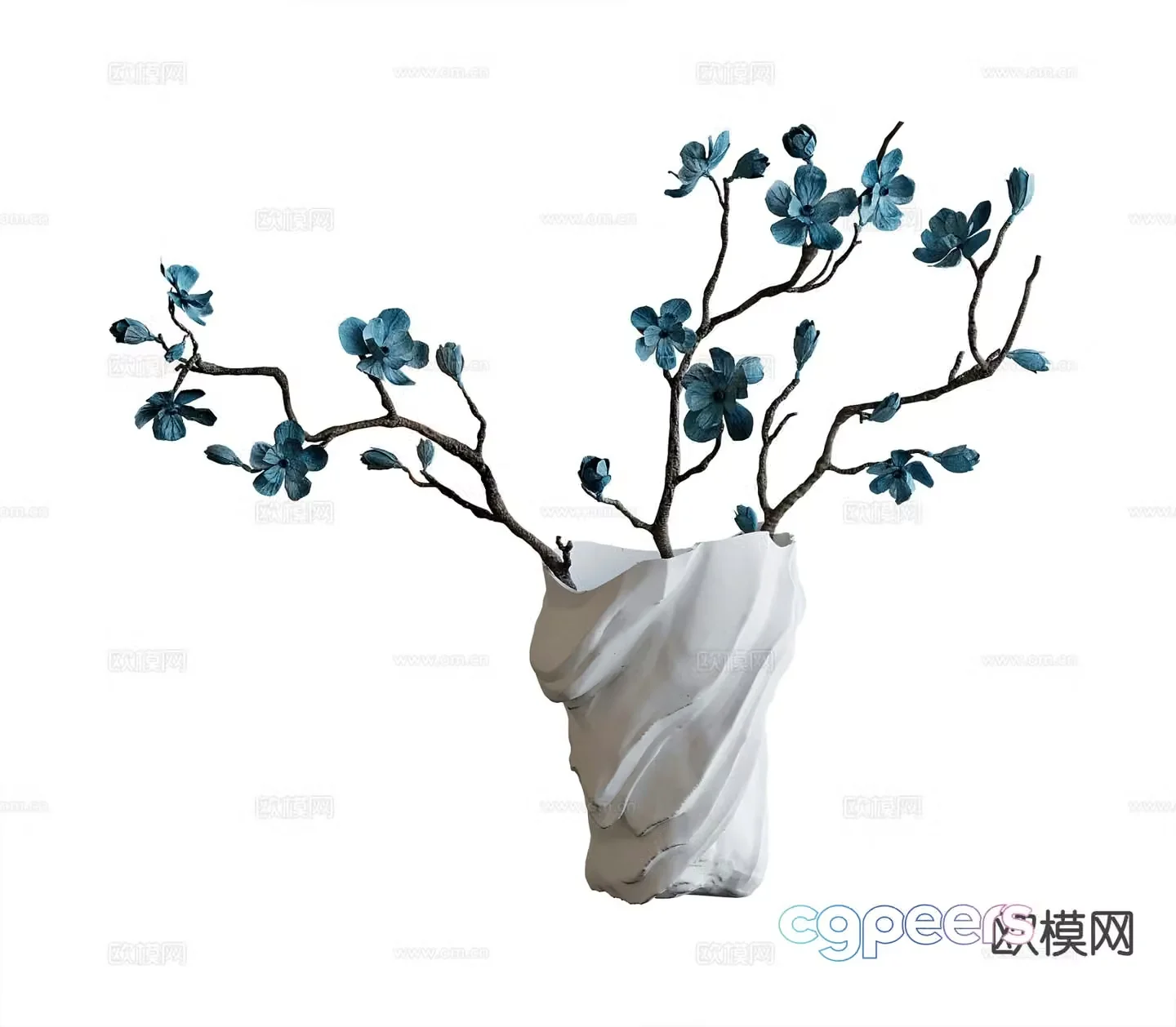 Ceramic dry branches vase floral 3d model