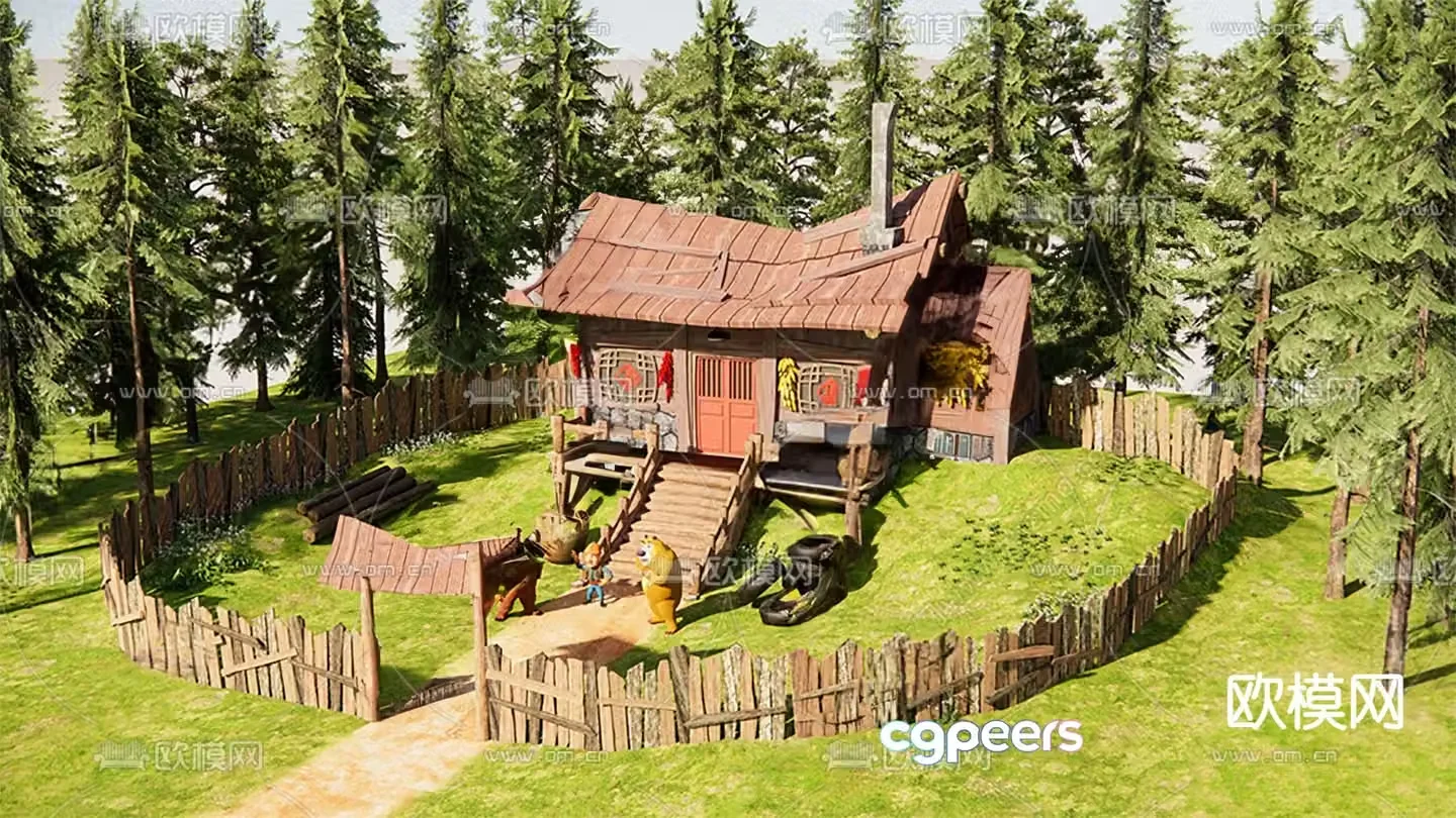 Wooden house building building exterior 3d model