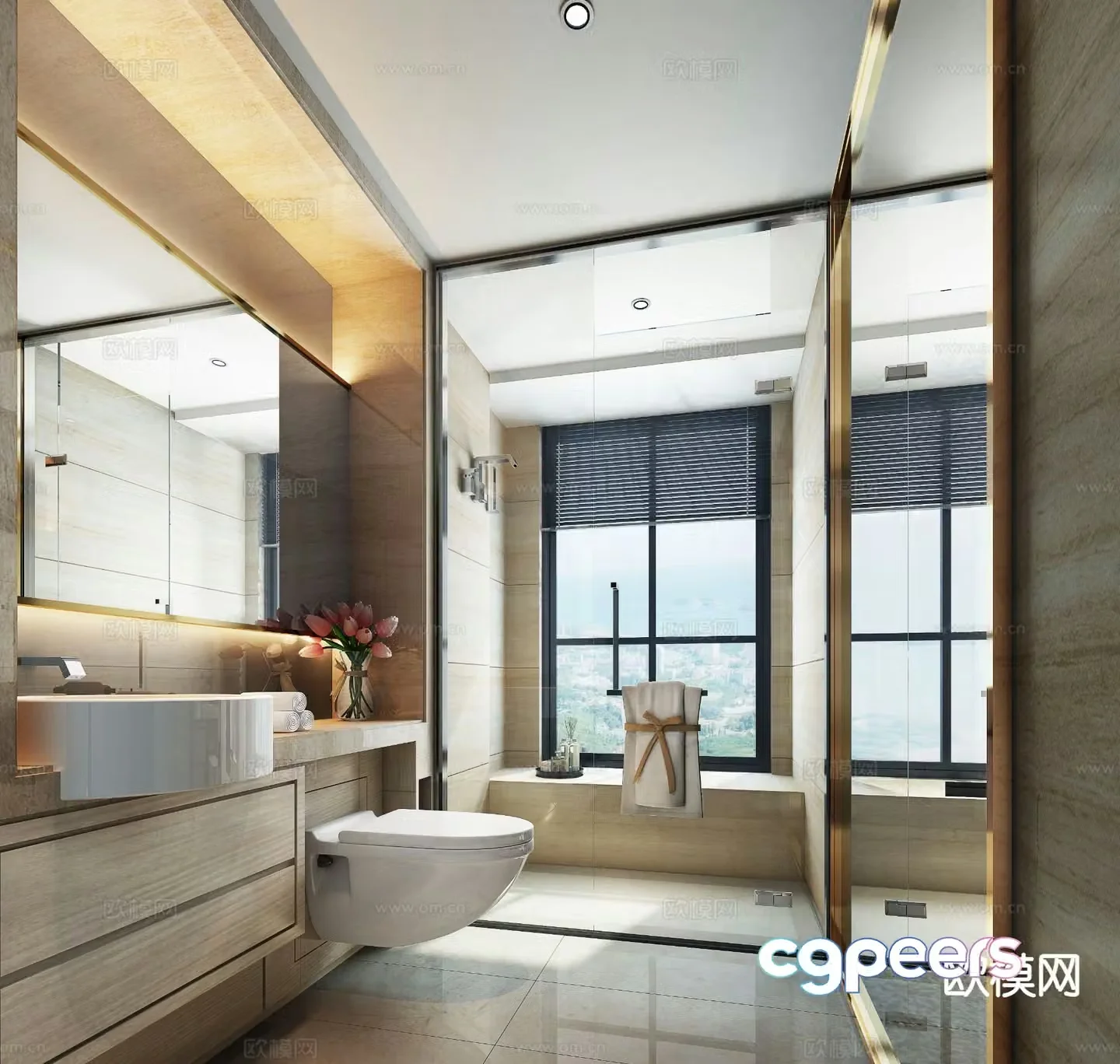 Light luxury bathroom bathroom 3d model