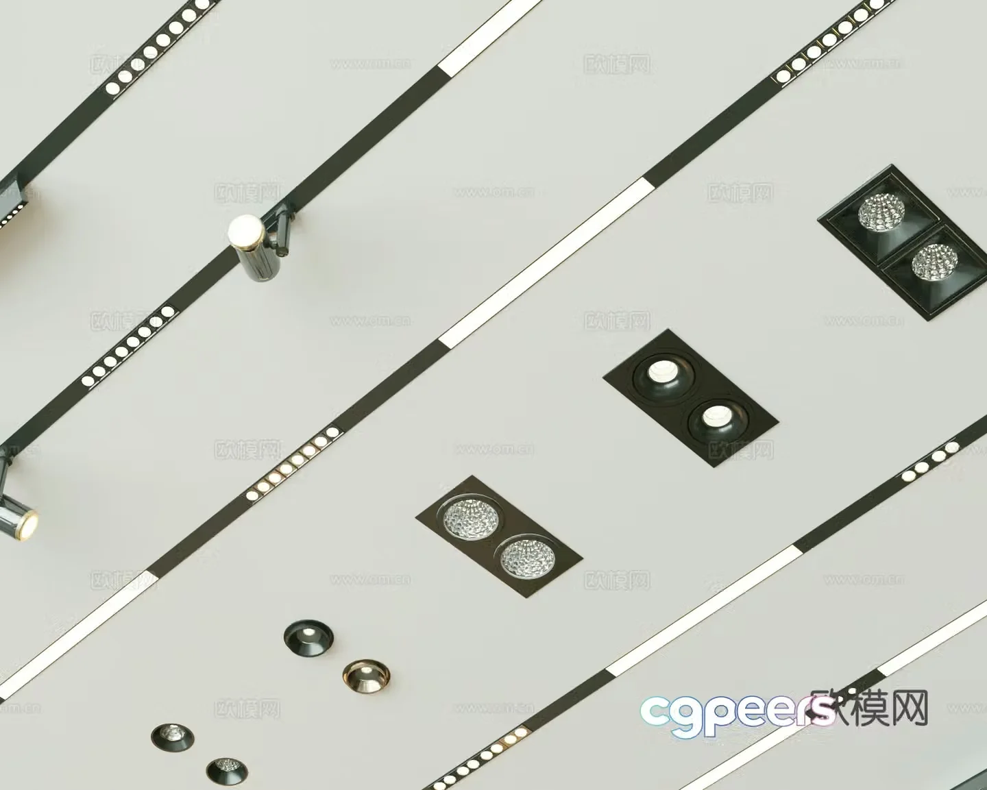 Modern downlight spotlight magnetic lamp 3D model