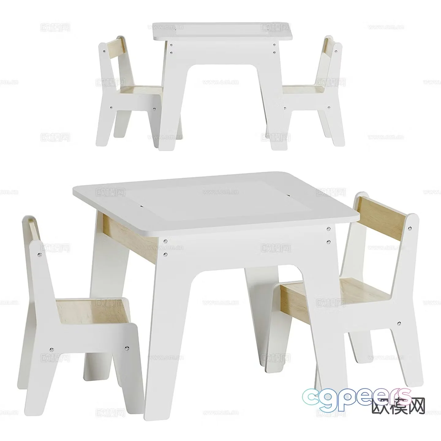 Modern children’s table and chair 3d model