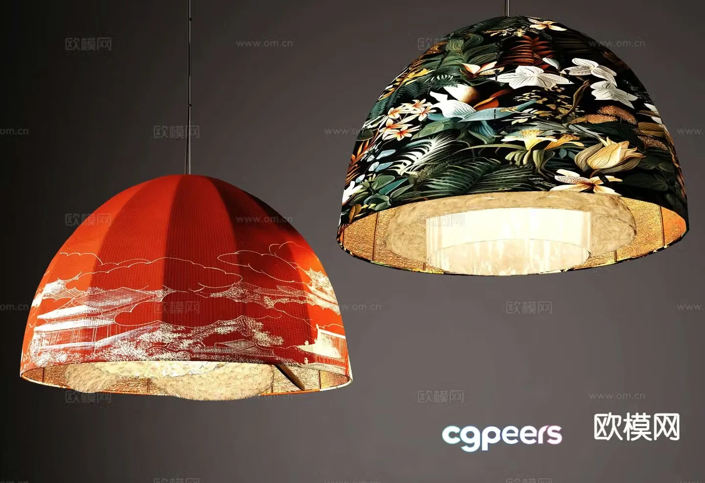 New Chinese style chandelier lampshade chandelier 3d model