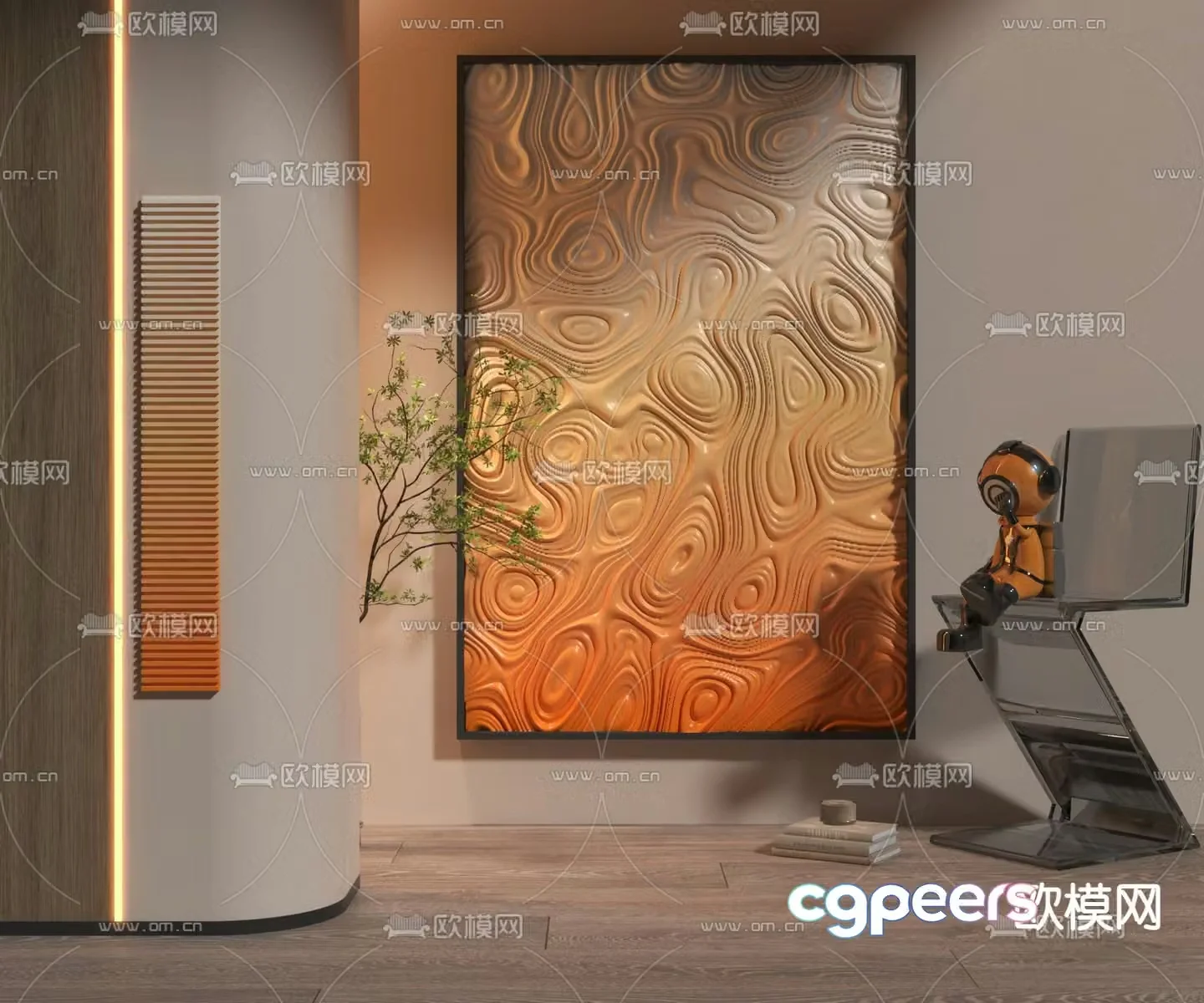 Modern decorative painting Texture painting 3d model