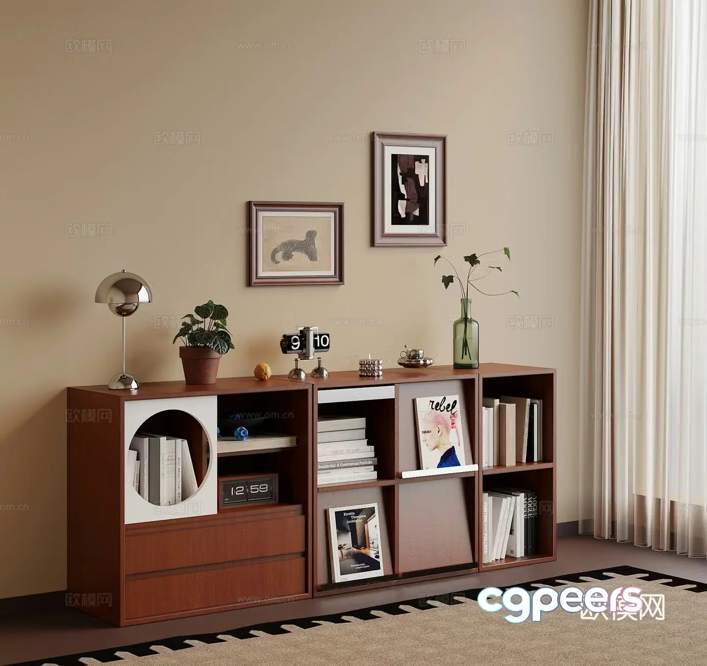 Middle-aged bookcase shelf ornament 3D model
