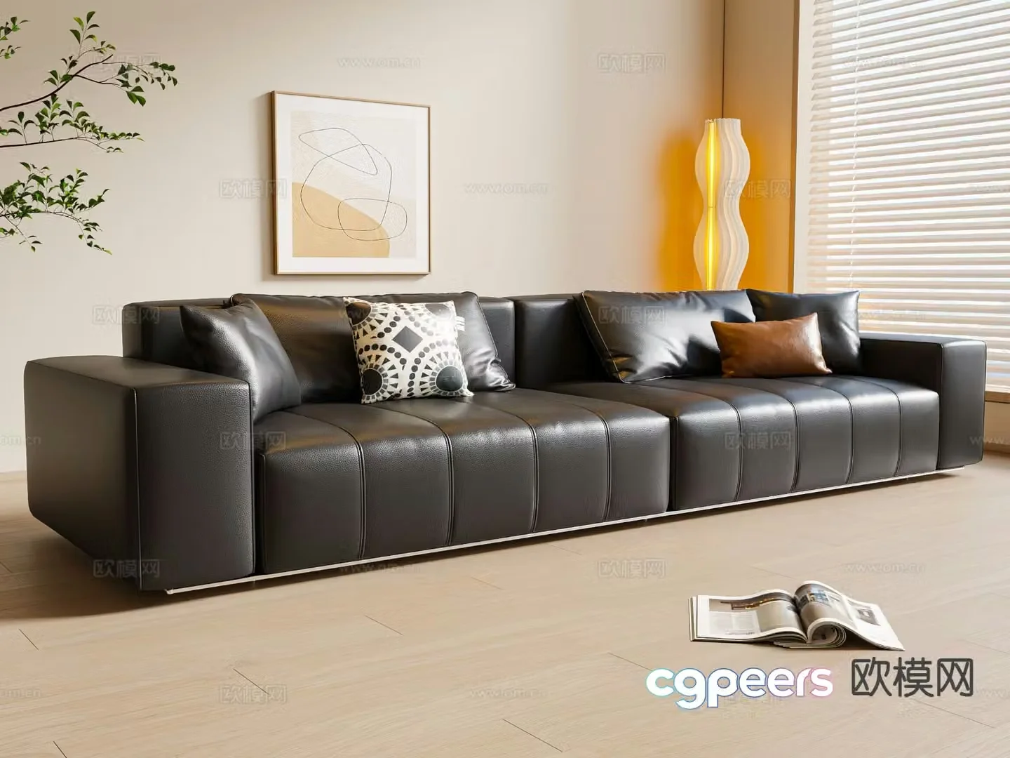 Modern multi-seater sofa 3d model