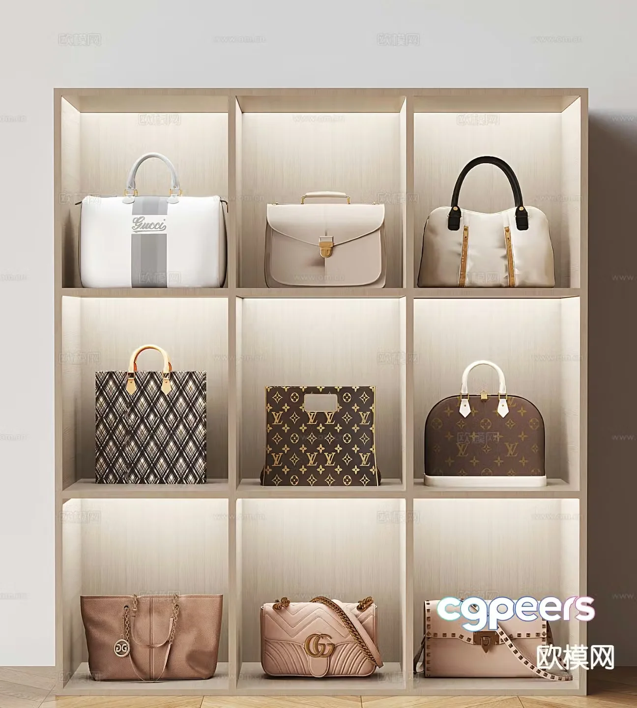 Luxury bag handbag leather bag 3d model