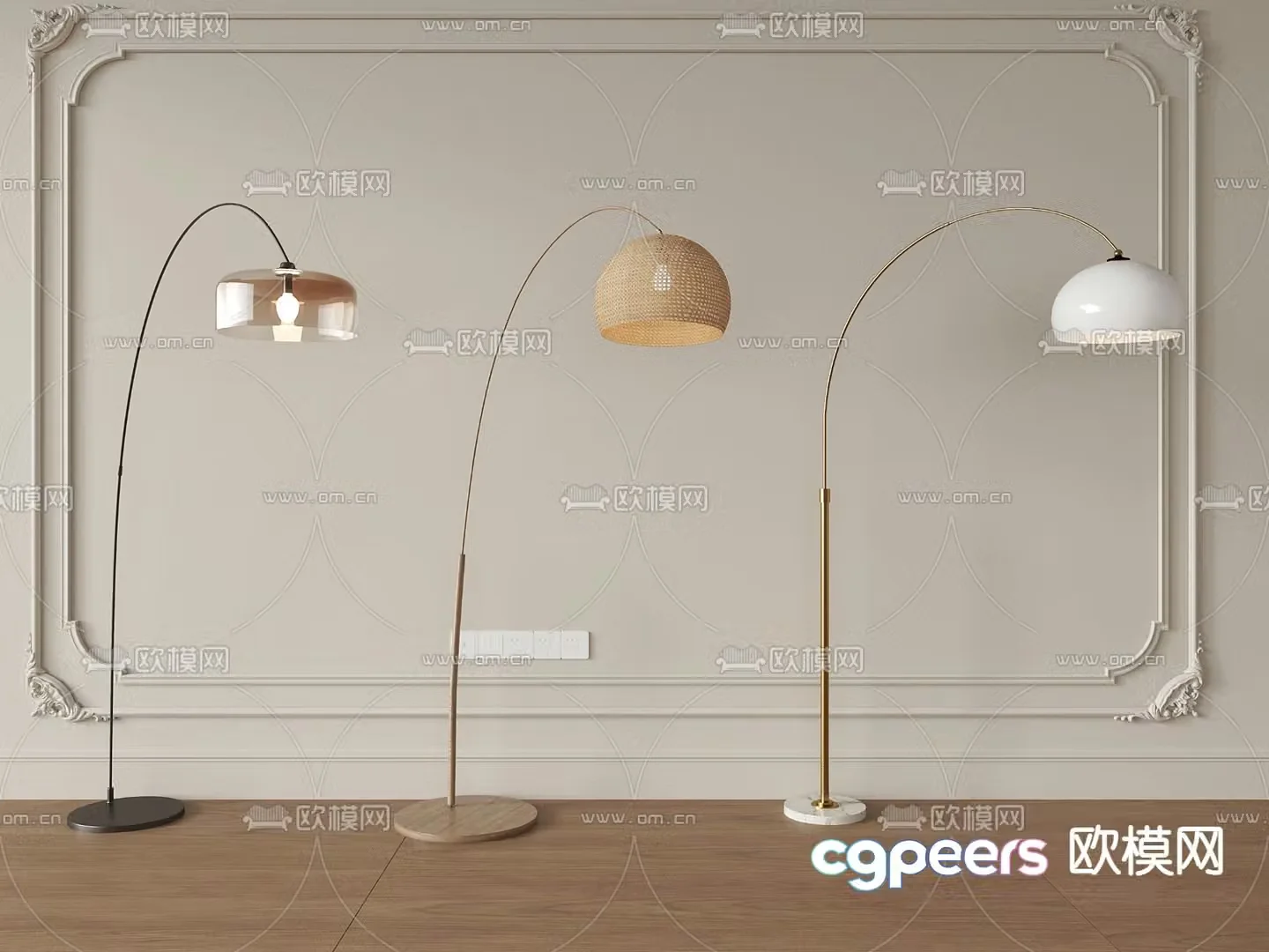 Creamy wind floor lamp Metal floor lamp 3d model