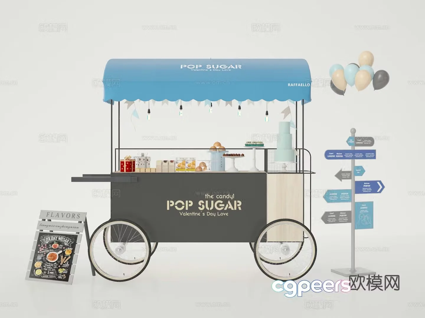 Vending cart snack cart retail cart 3d model