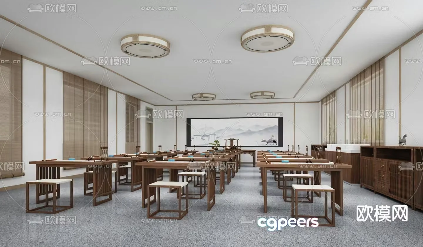 Calligraphy classroom training room 3d model