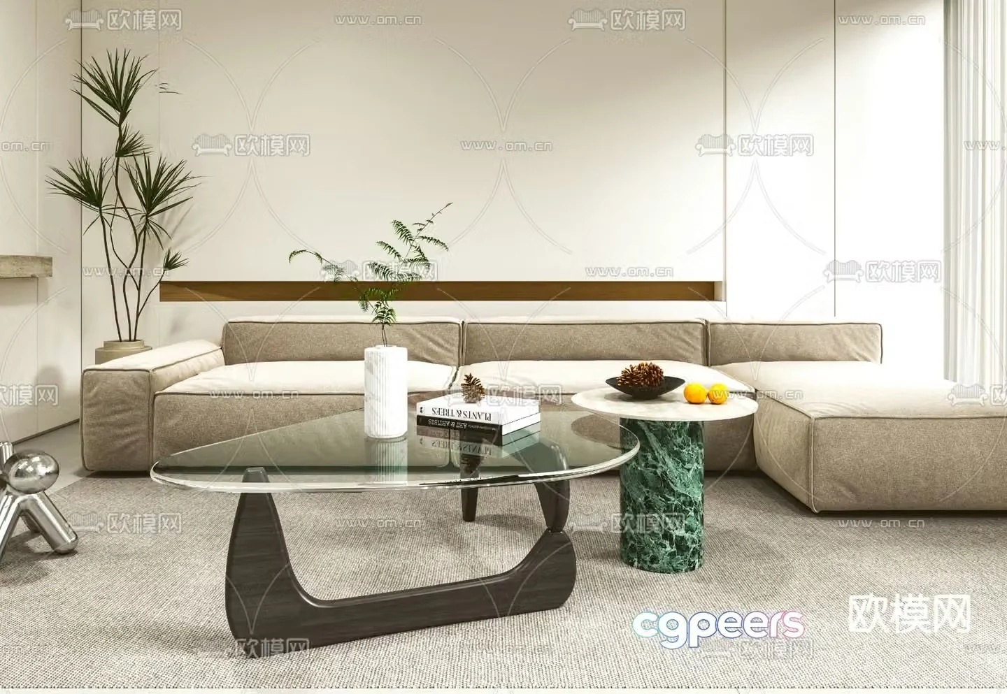 Modern double coffee table 3d model