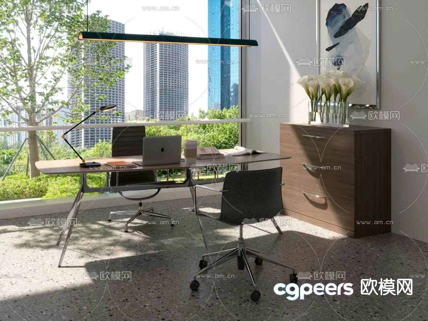 Executive desk desk 3d model