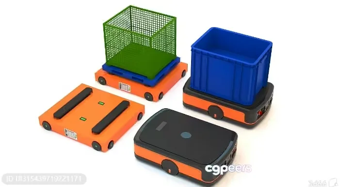 Orange And Black Storage Containers 3D Model – 6694 – VRAY Render
