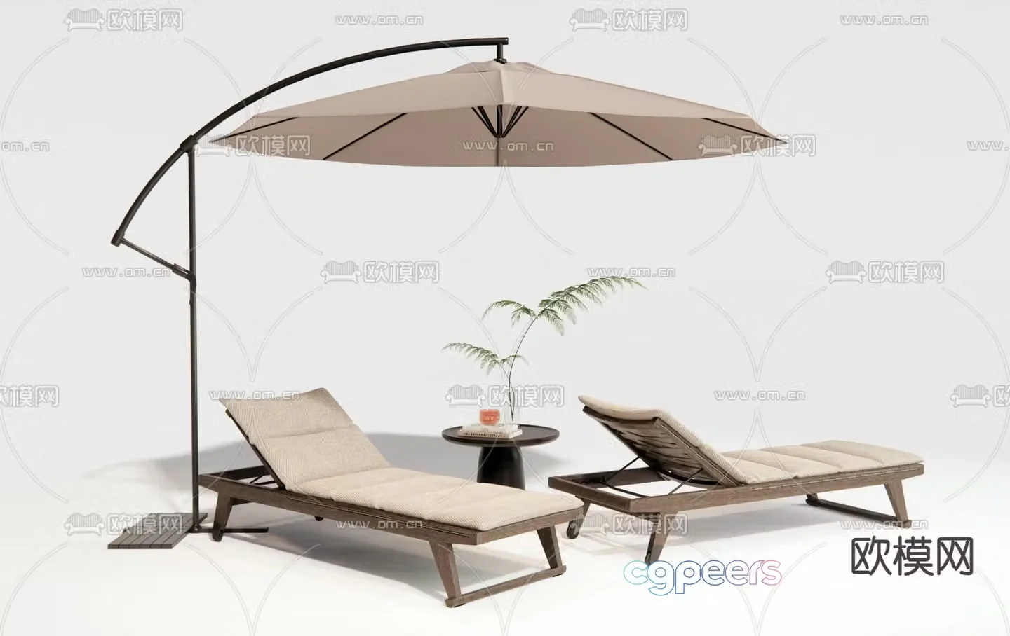 Simple outdoor lounge chair 3d model