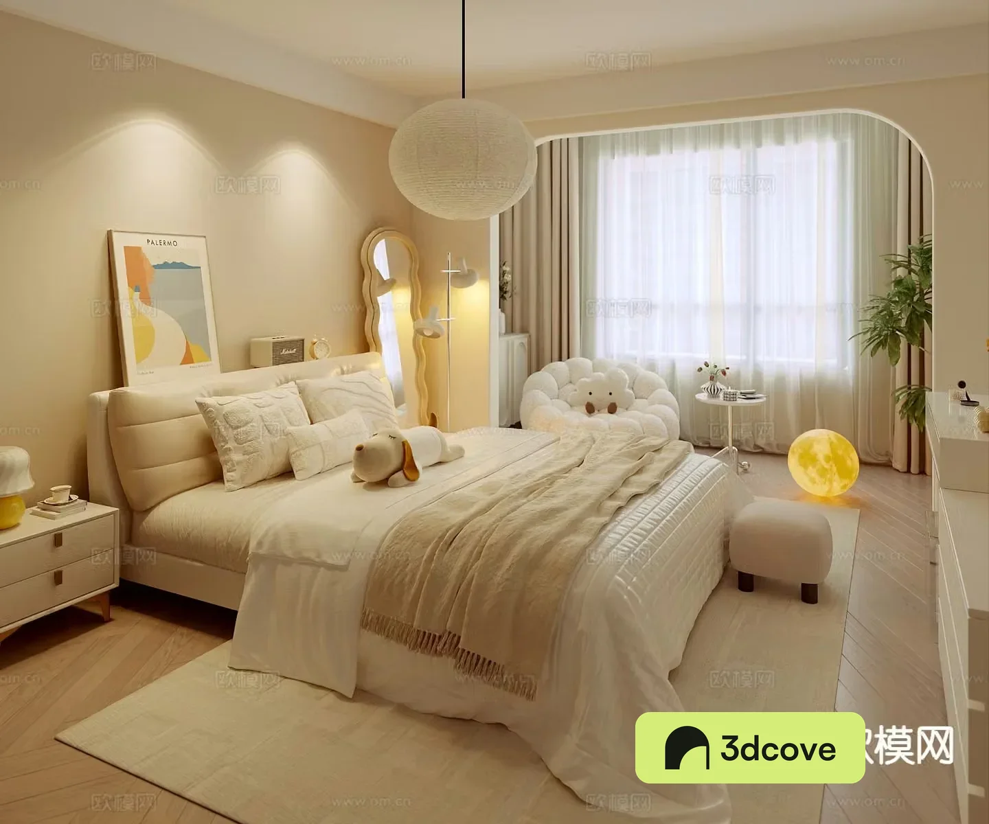 Cream style double bed