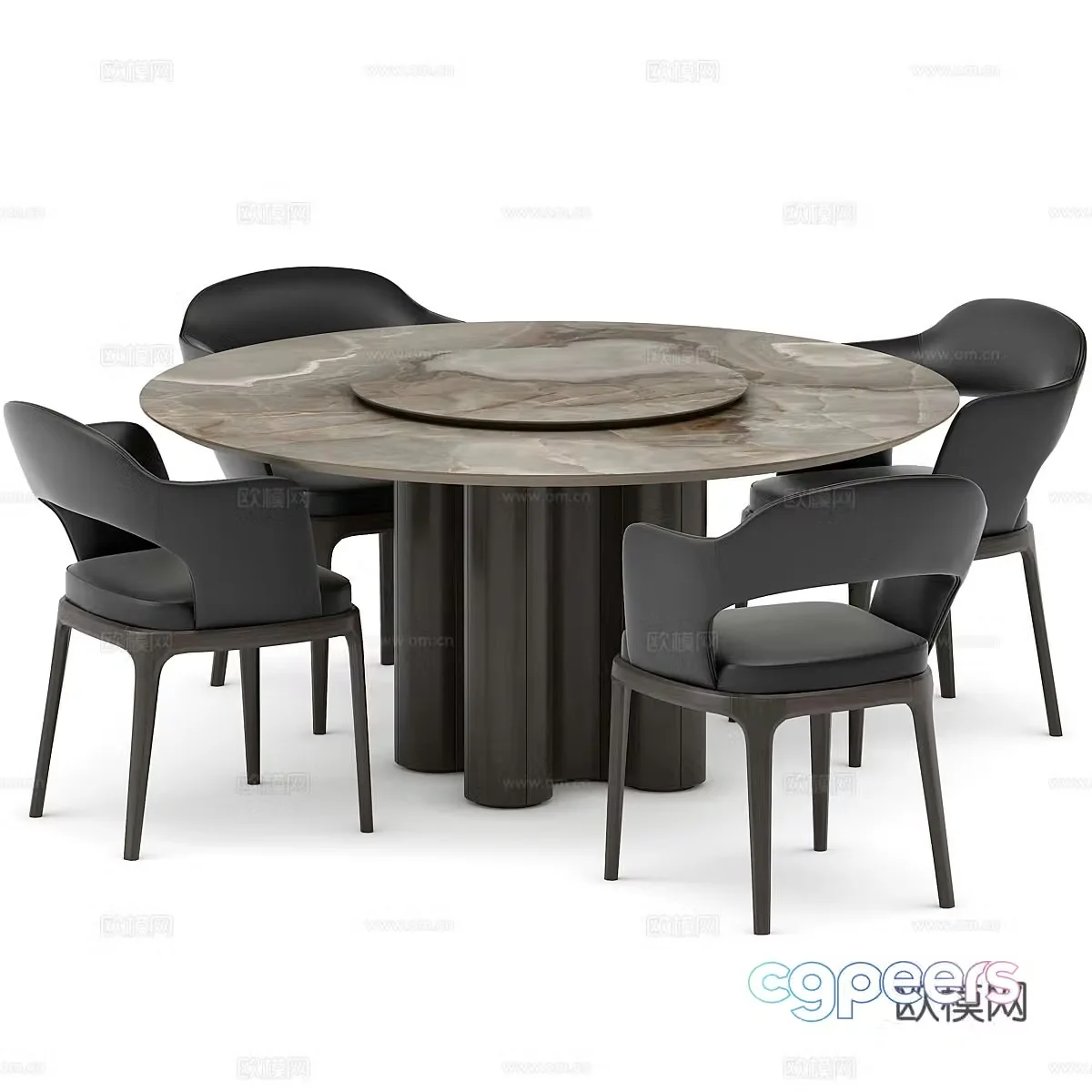 Modern round dining table and chair 3d model