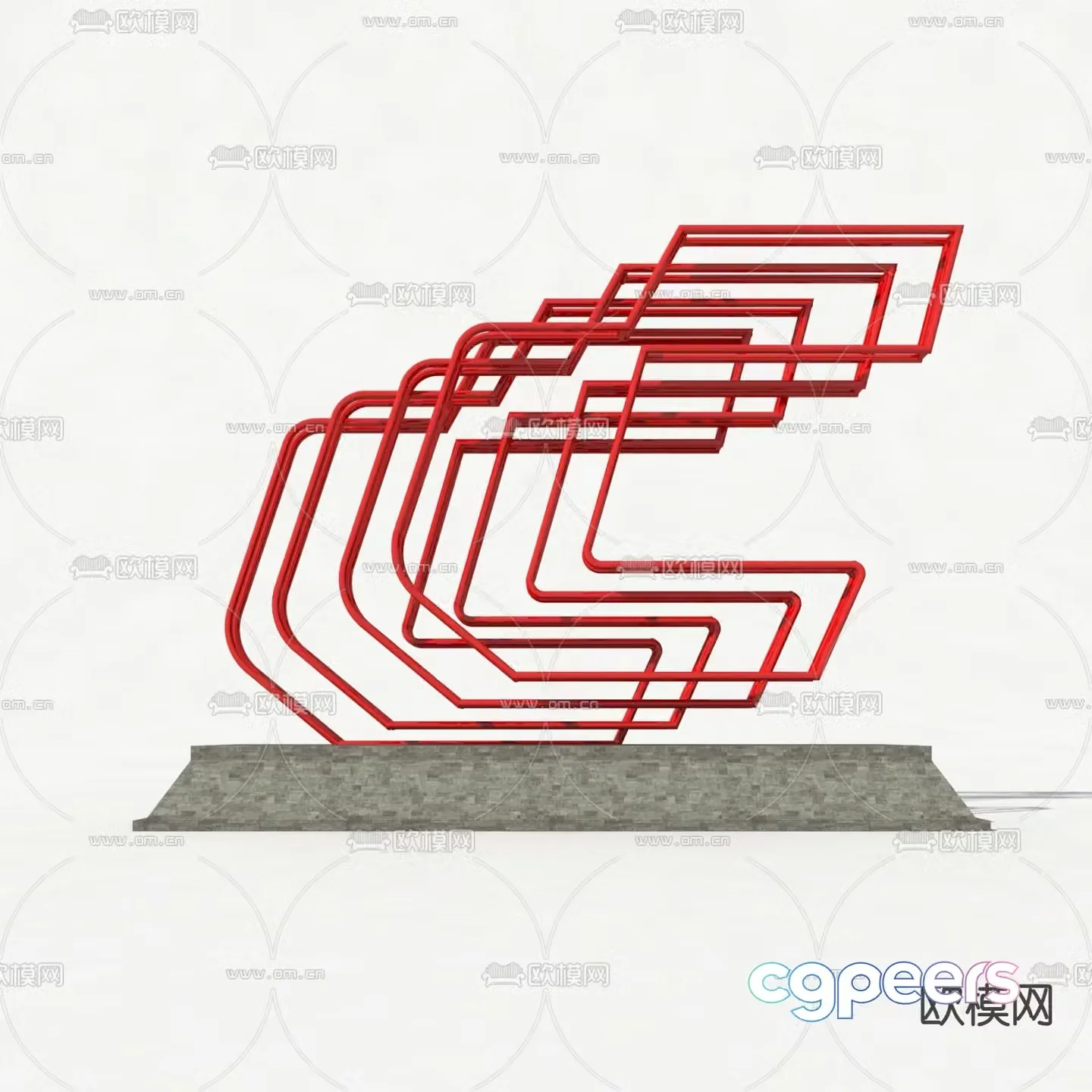 Modern urban sculpture sketch 3D model
