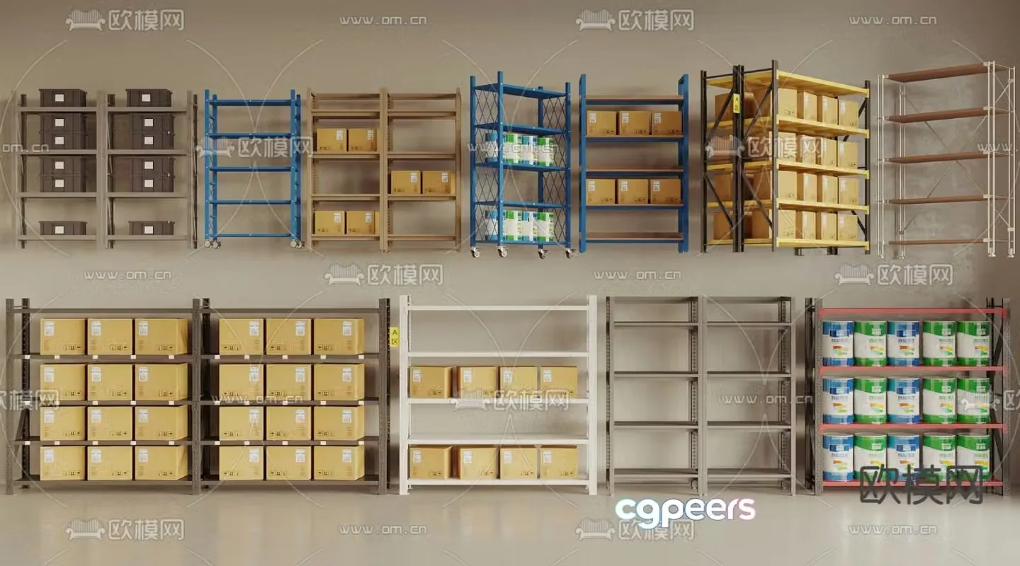 Wrought iron shelves storage rack express rack 3D model